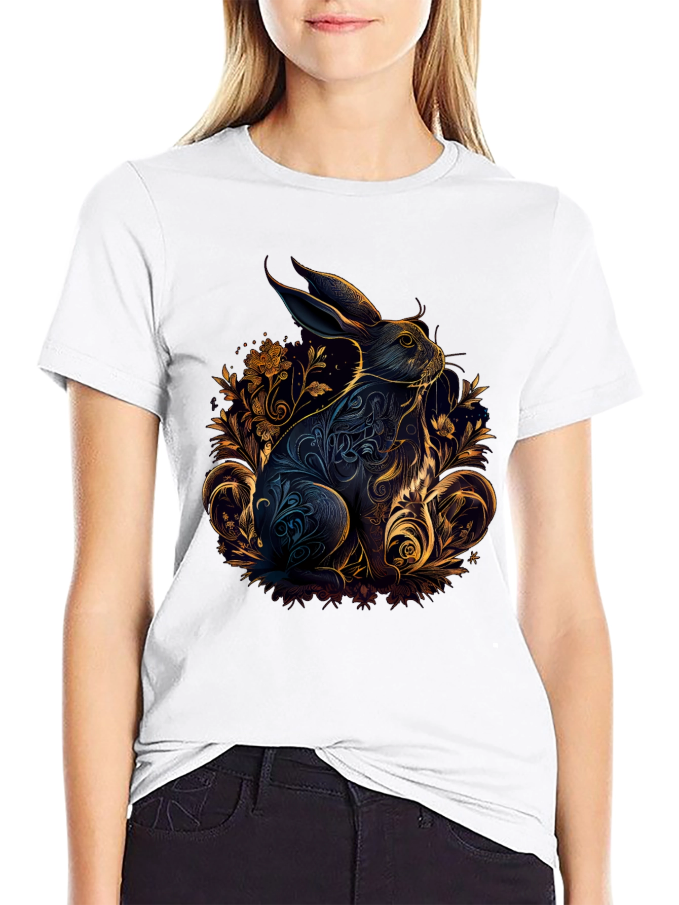 Rabbit Floral T-Shirt - Artistic Design