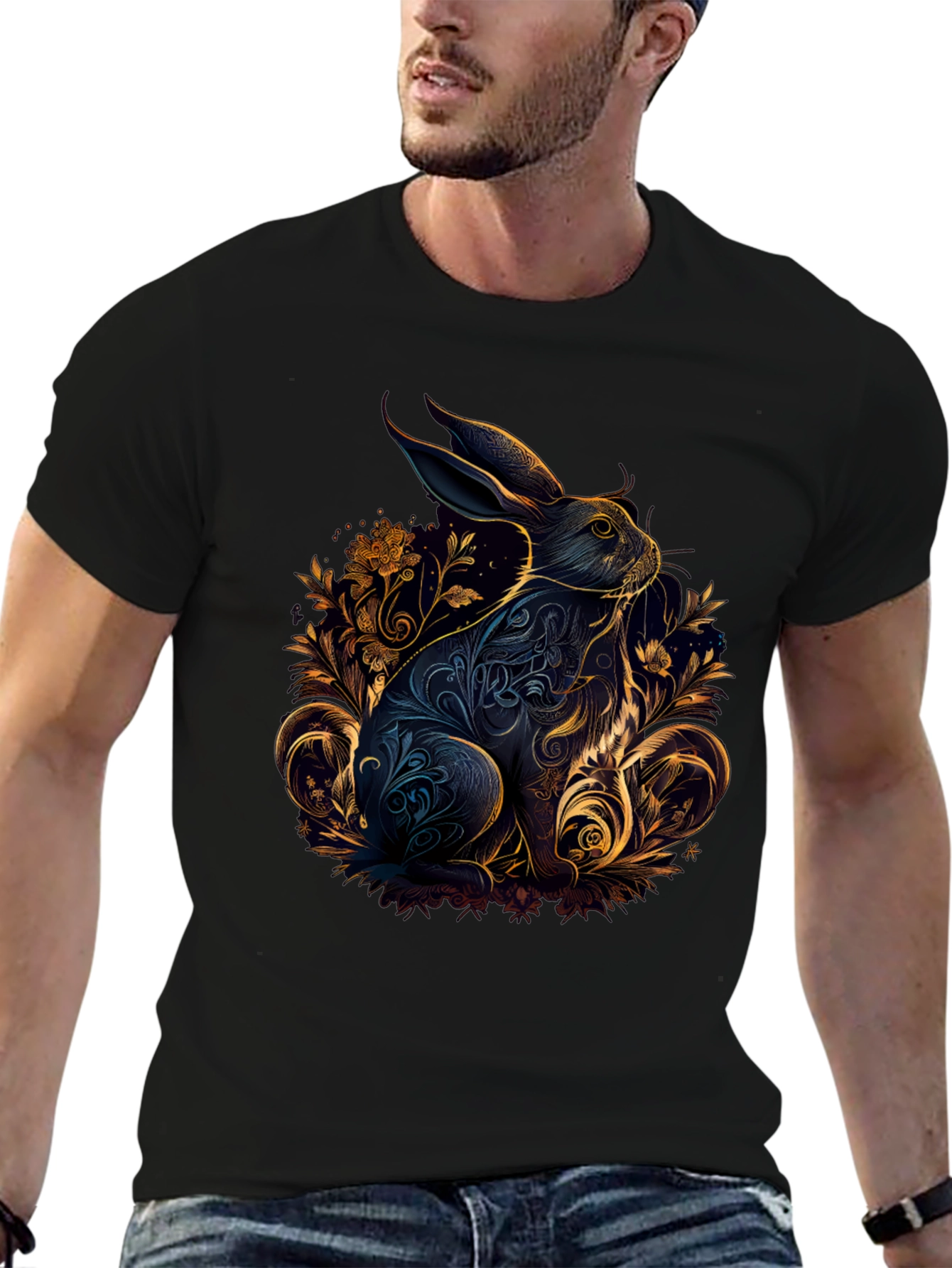 Rabbit Floral T-Shirt - Artistic Design