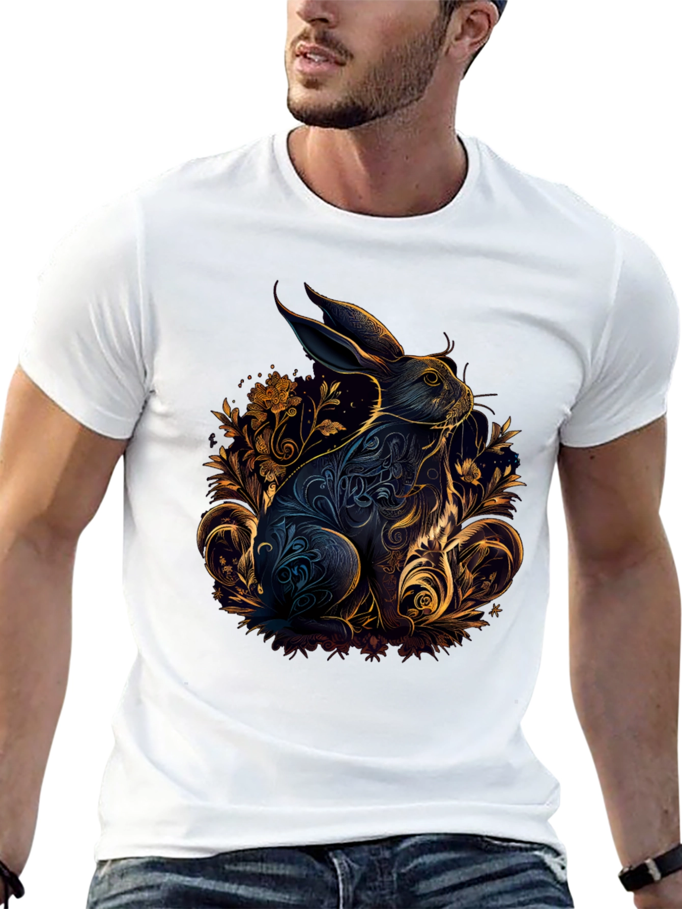 Rabbit Floral T-Shirt - Artistic Design