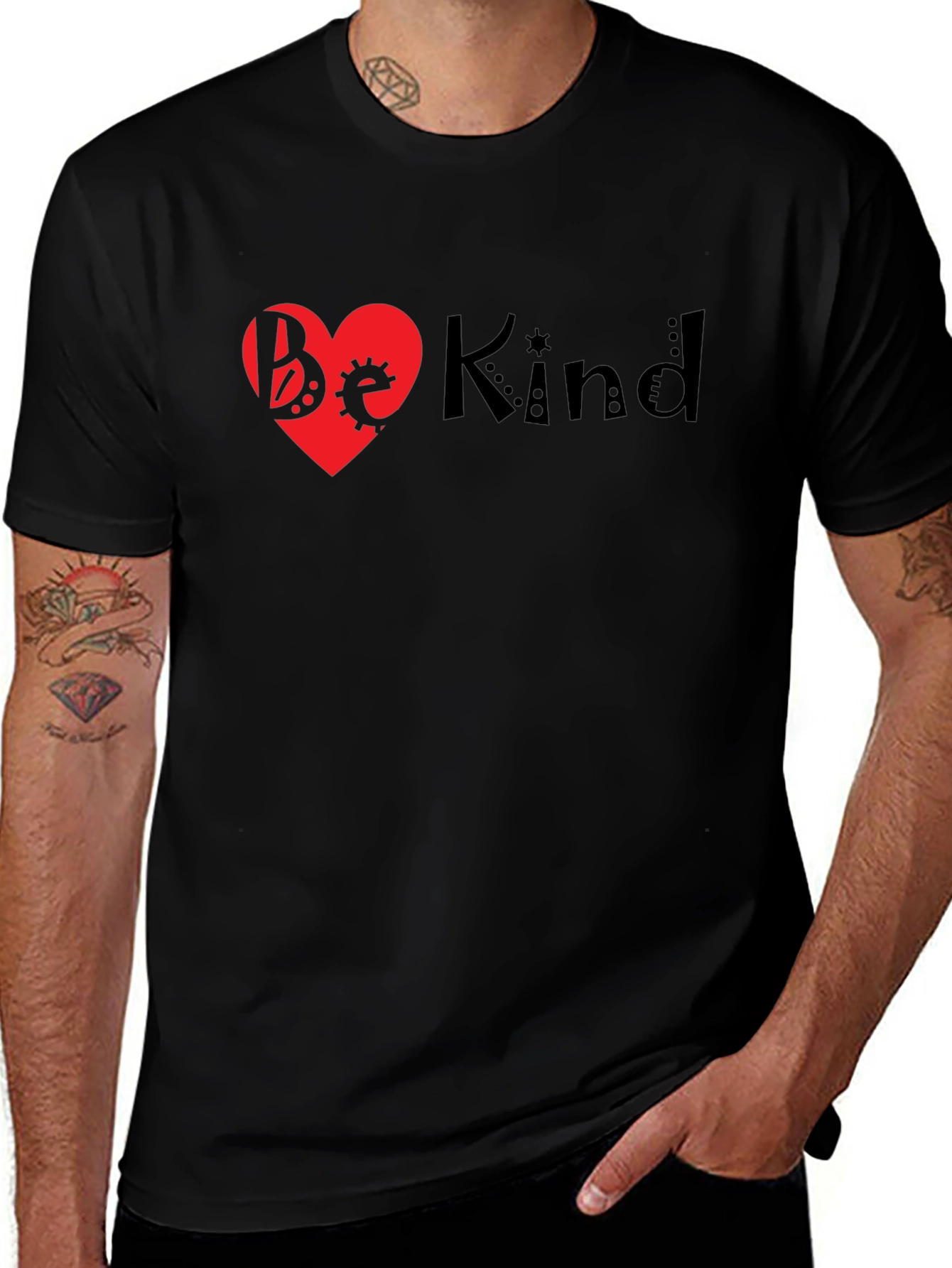 Be Kind Heart Graphic Black T-Shirt