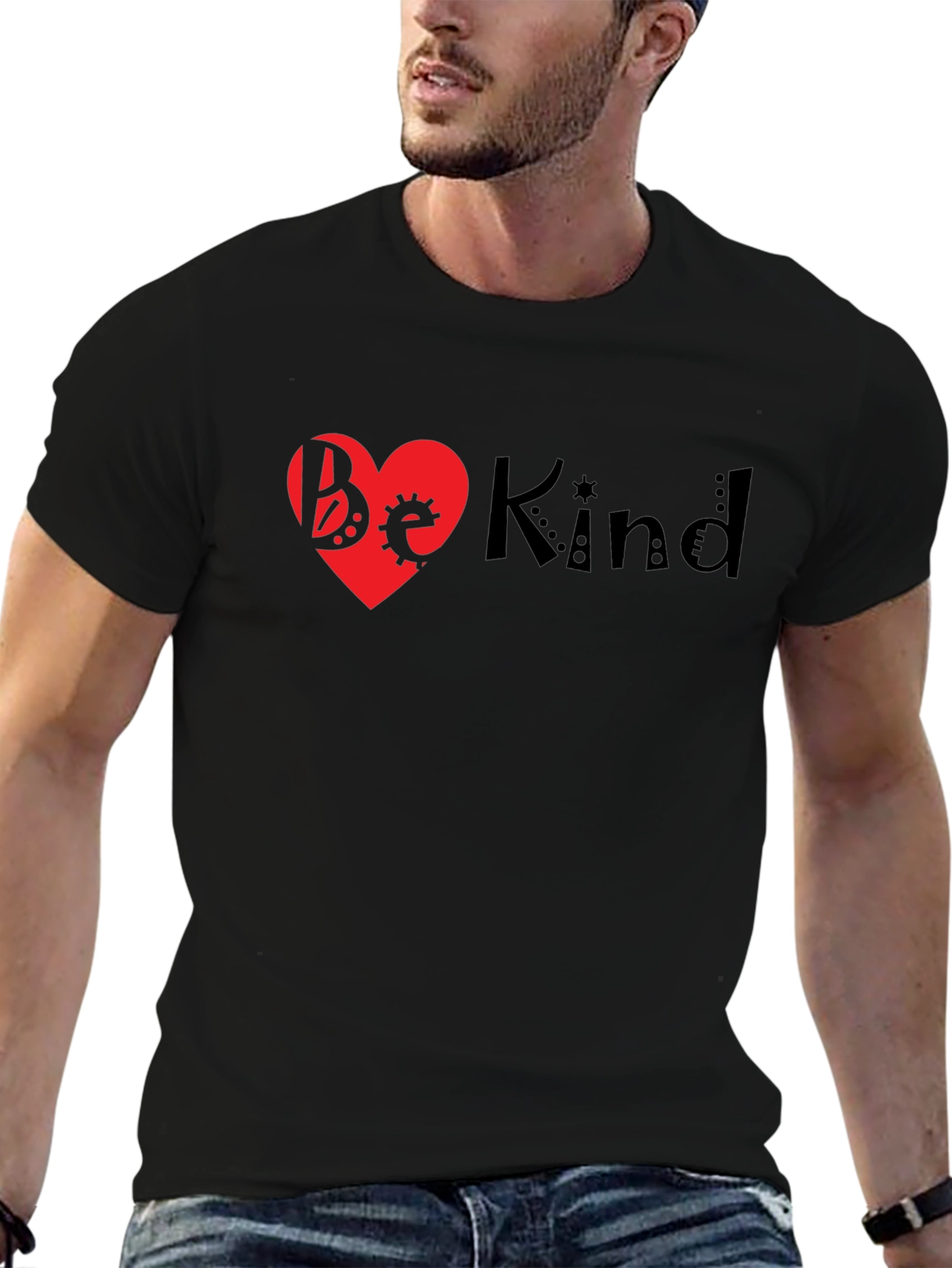 Be Kind Heart Graphic Black T-Shirt