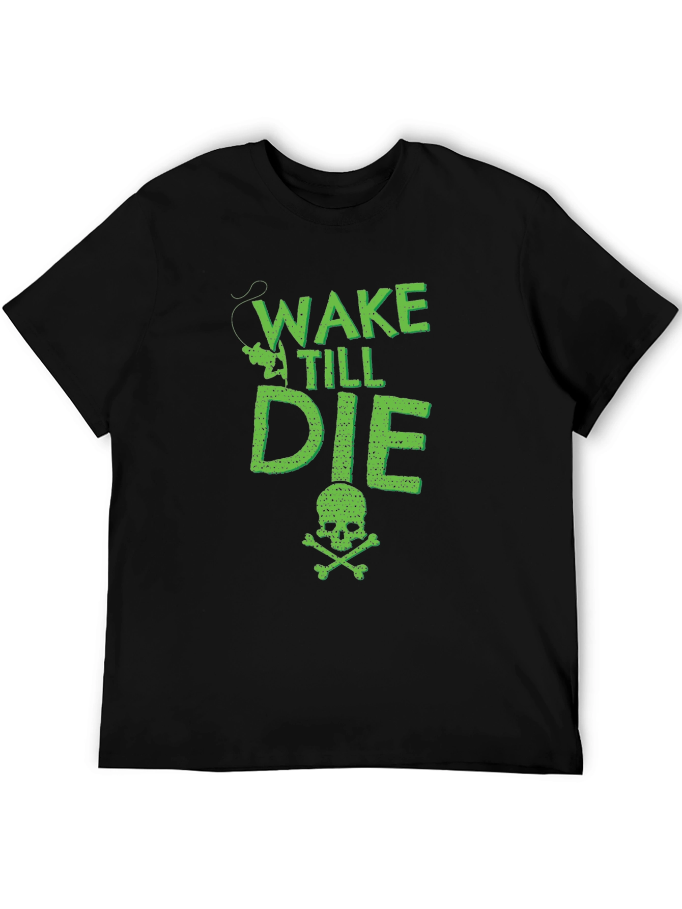 Wake Till Die Fishing T-Shirt - Skull & Crossbones
