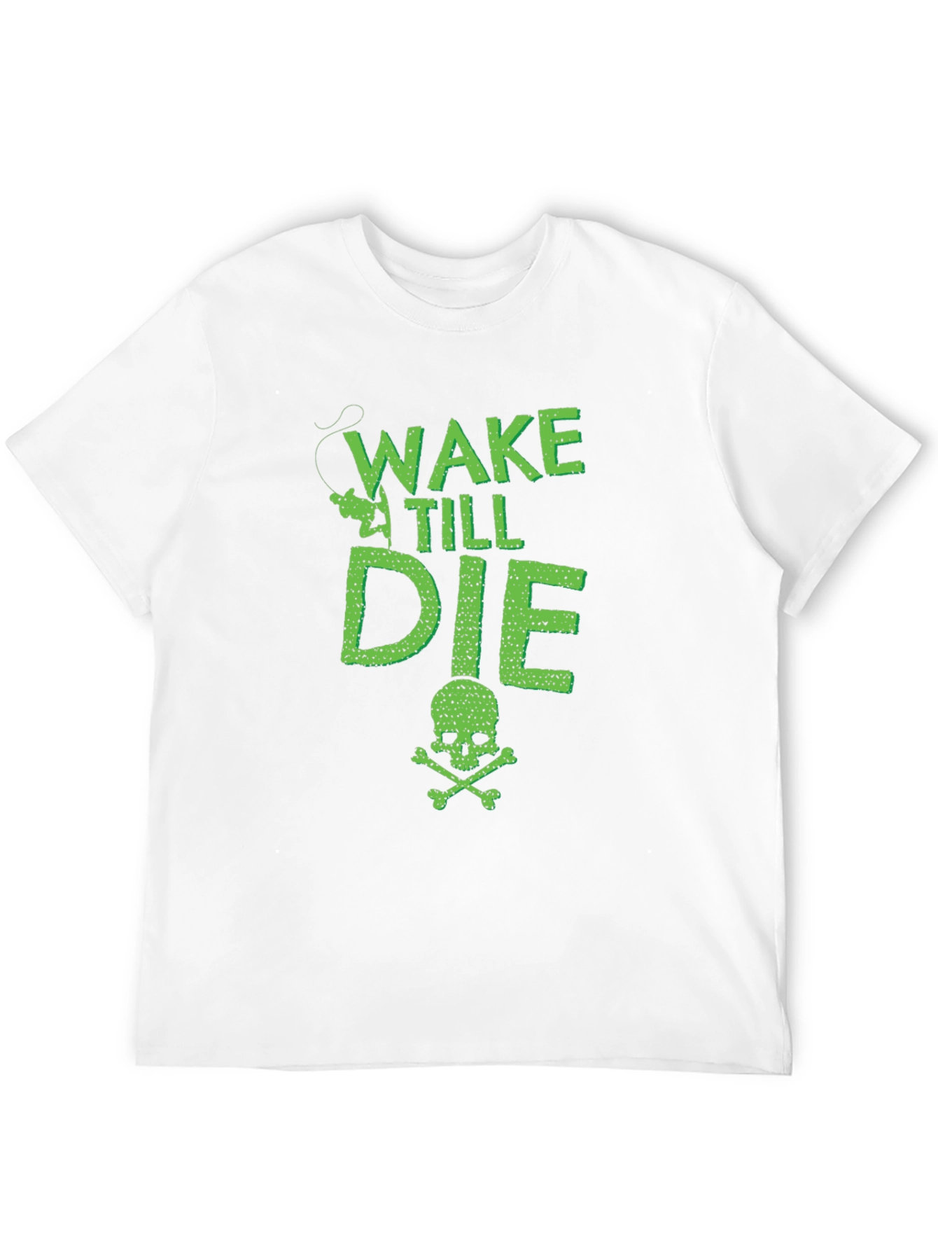 Wake Till Die Fishing T-Shirt - Skull & Crossbones