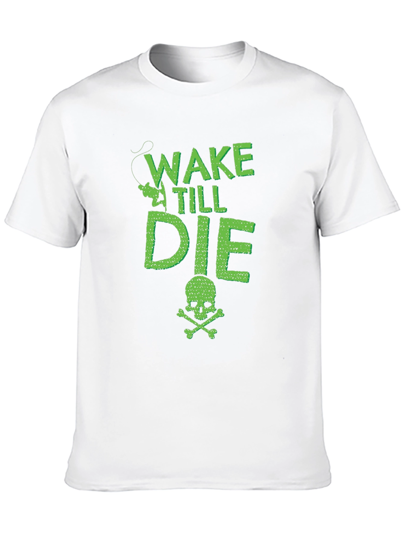 Wake Till Die Fishing T-Shirt - Skull & Crossbones