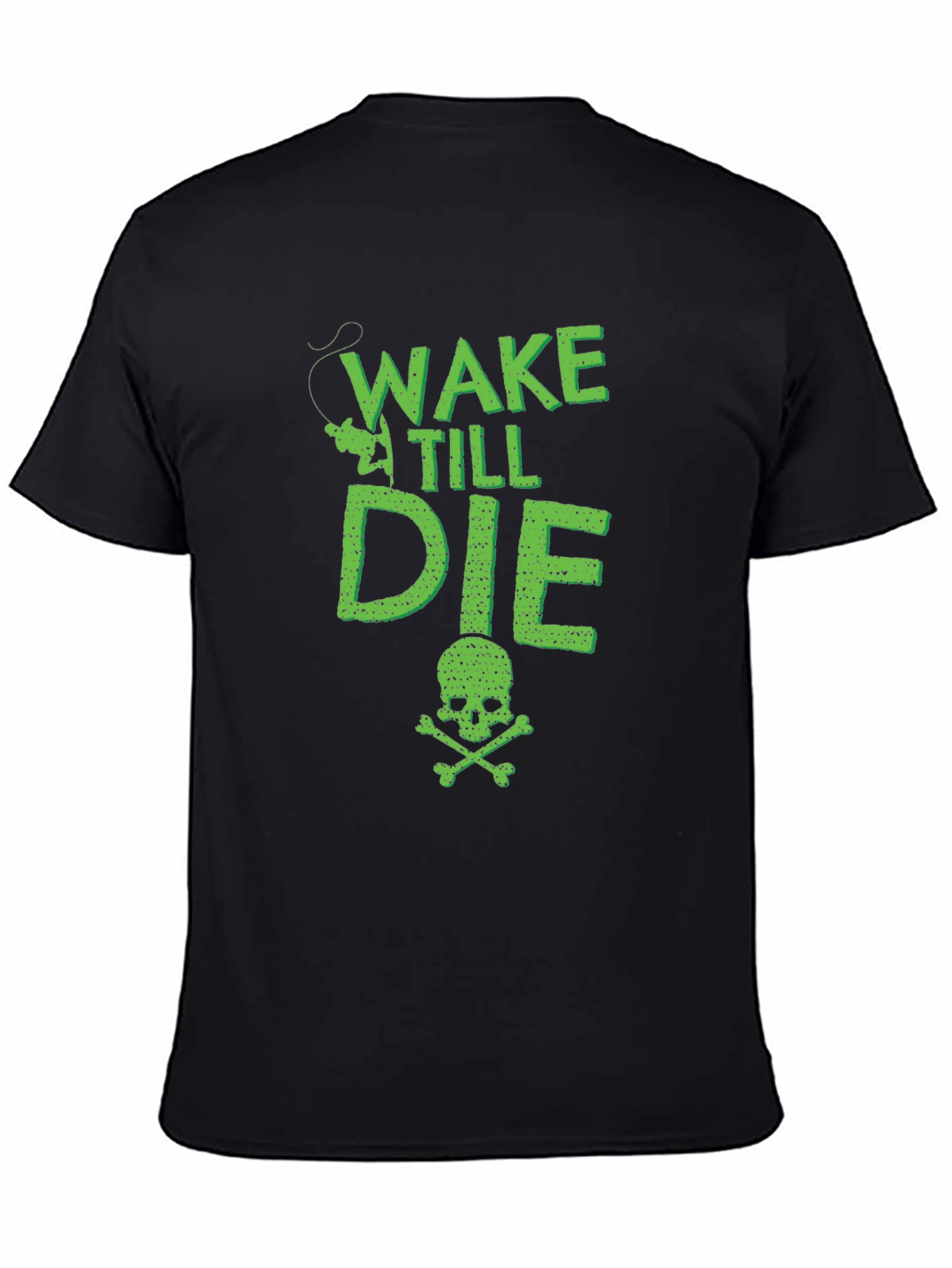 Wake Till Die Fishing T-Shirt - Skull & Crossbones