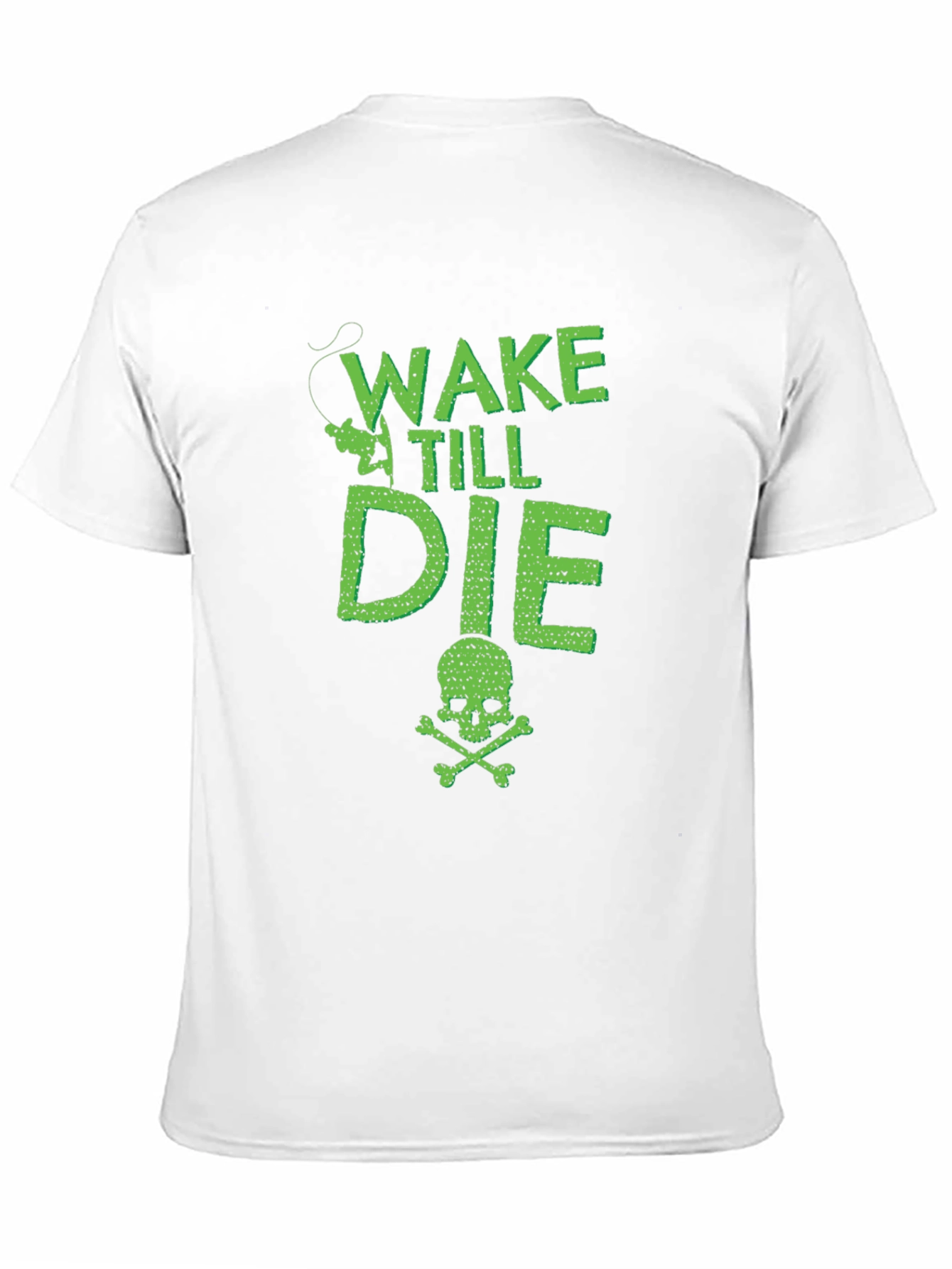 Wake Till Die Fishing T-Shirt - Skull & Crossbones