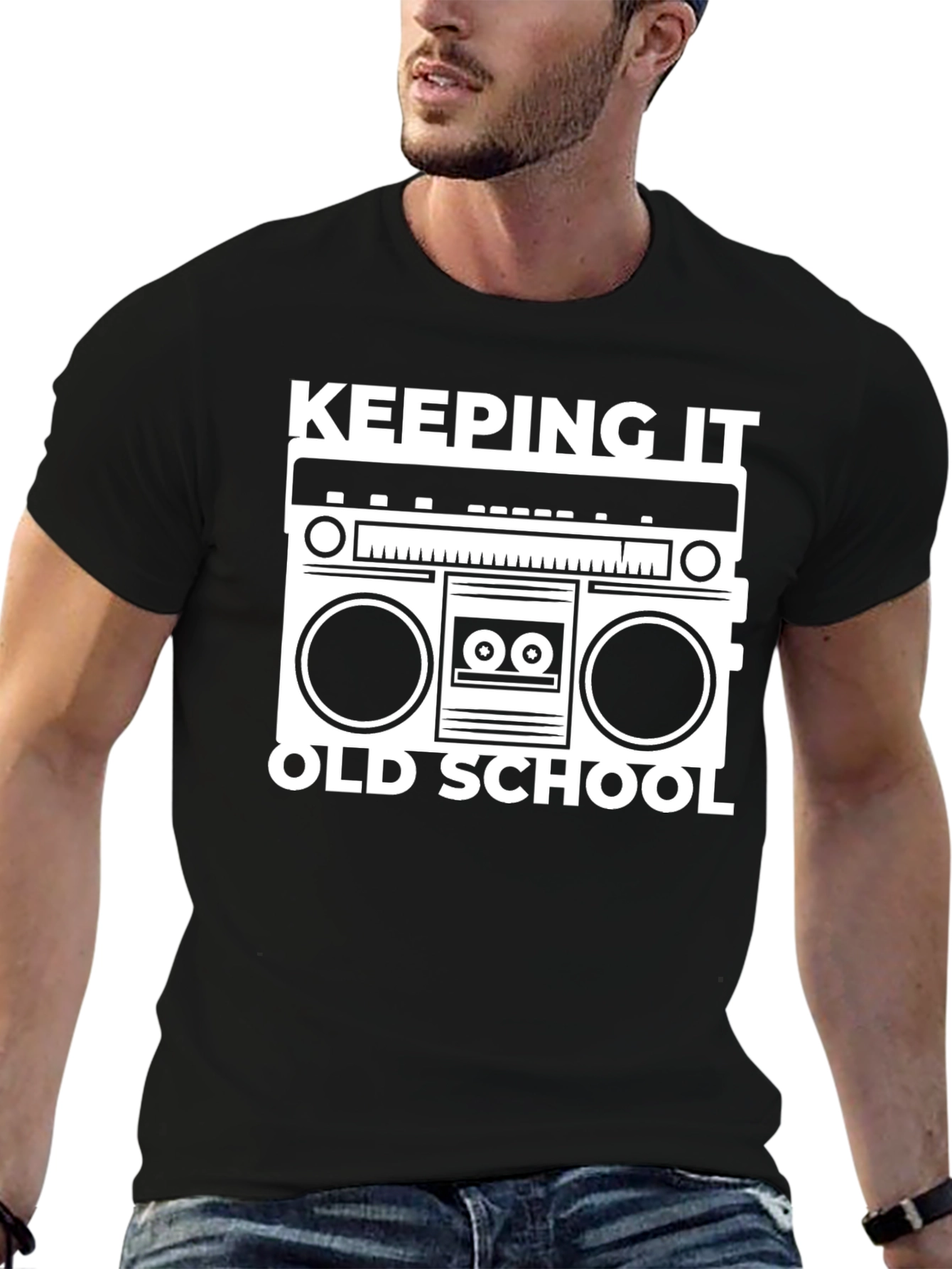 Keeping It Old School Boombox Graphic T-Shirt