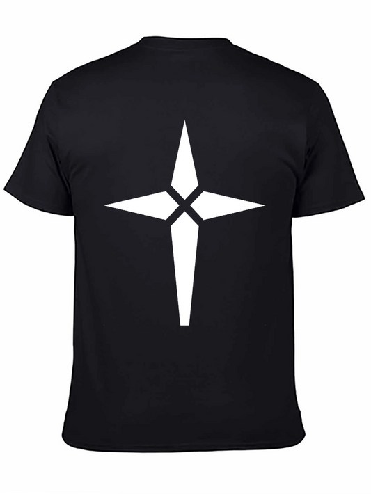 Black Tee with White Compass Star Graphic
