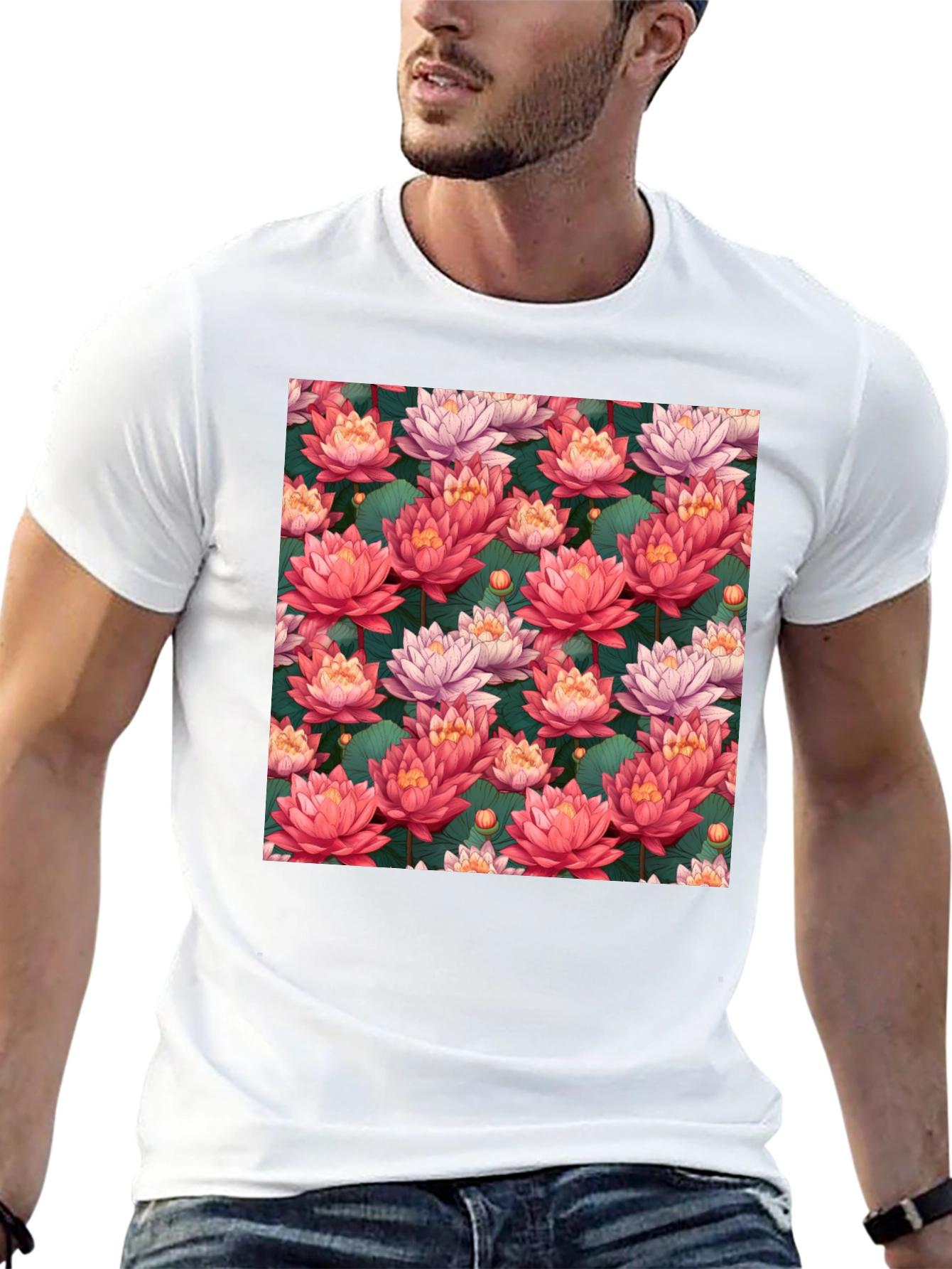 Lotus Flower Pattern T-Shirt