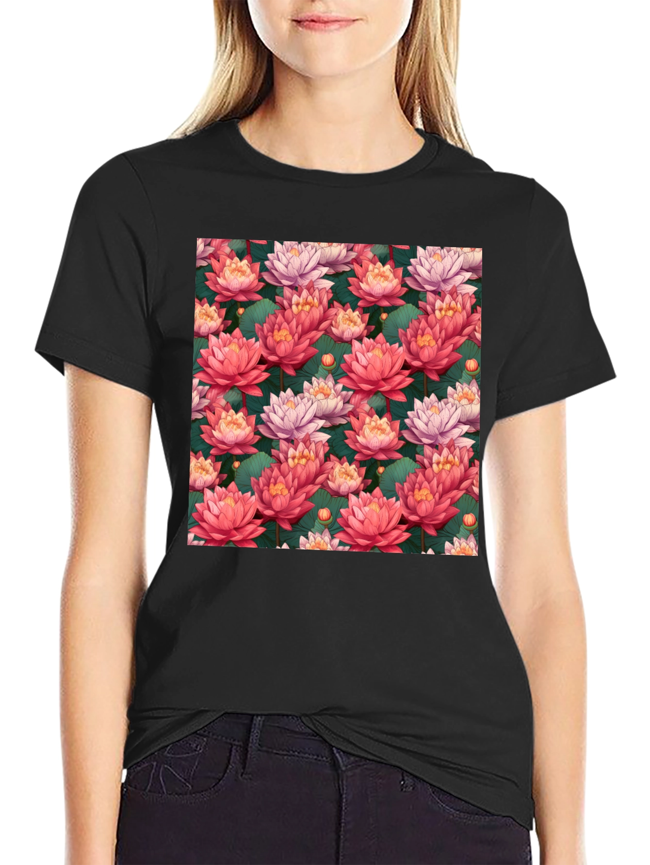 Lotus Flower Pattern T-Shirt