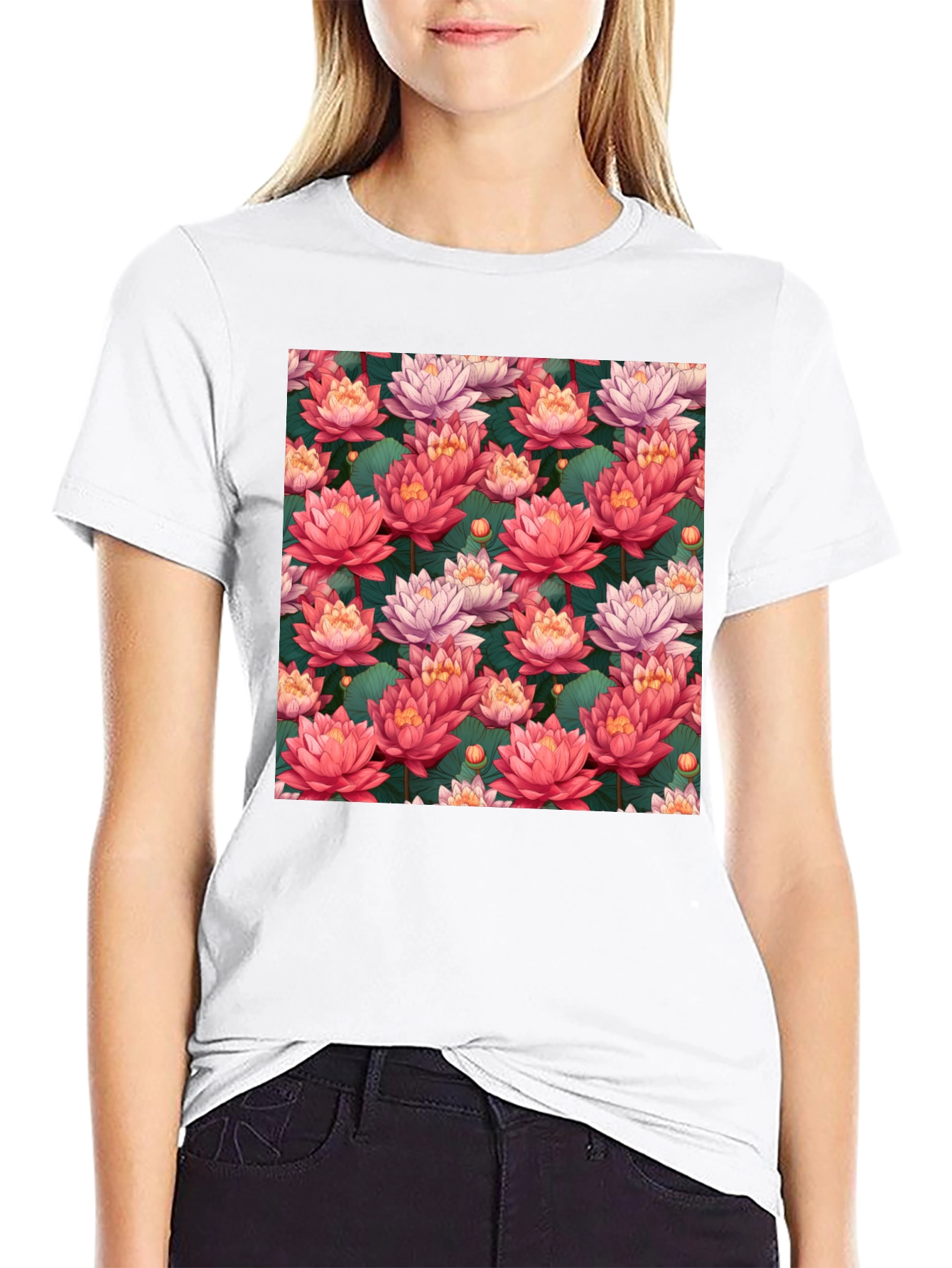Lotus Flower Pattern T-Shirt