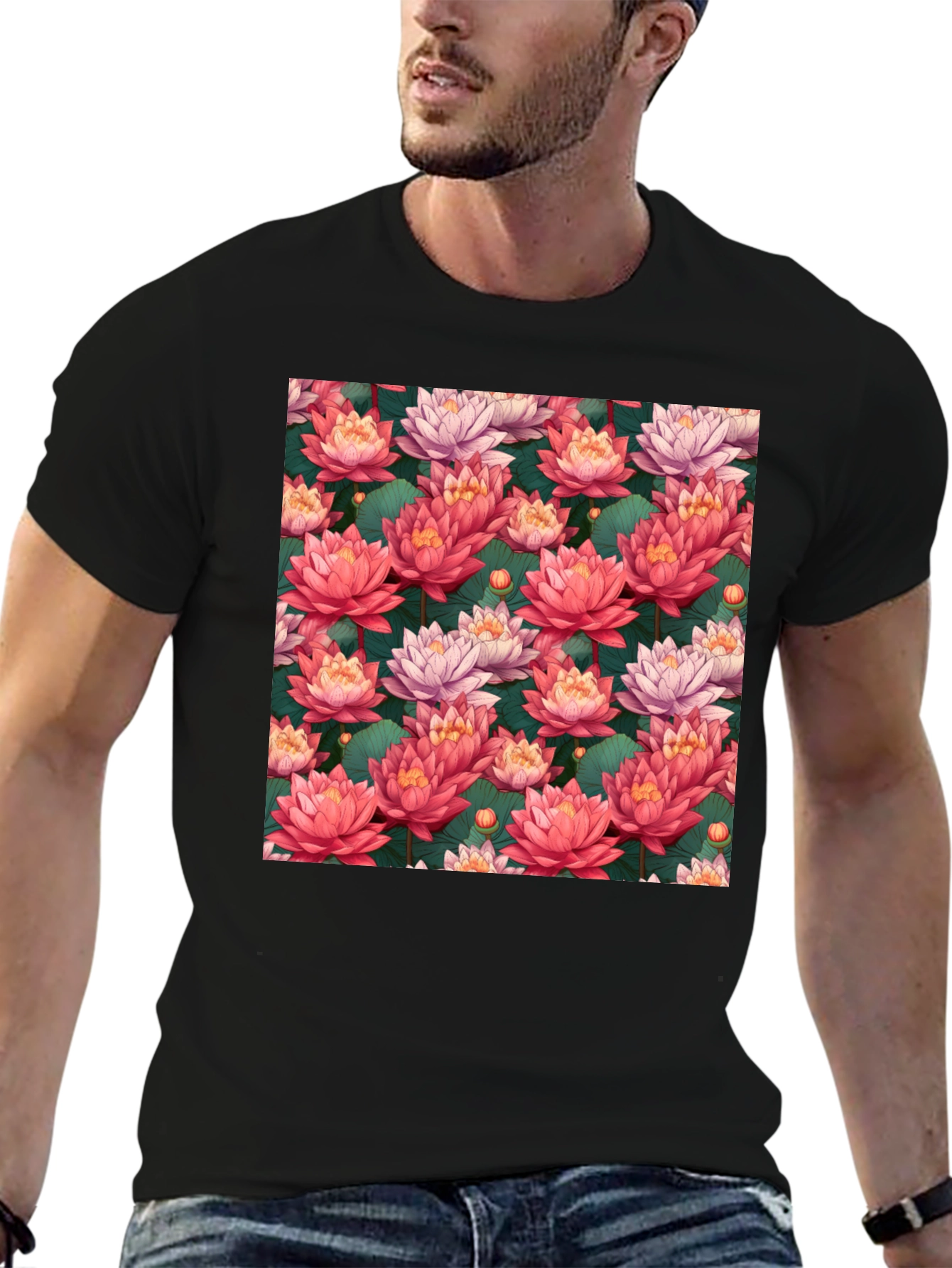 Lotus Flower Pattern T-Shirt