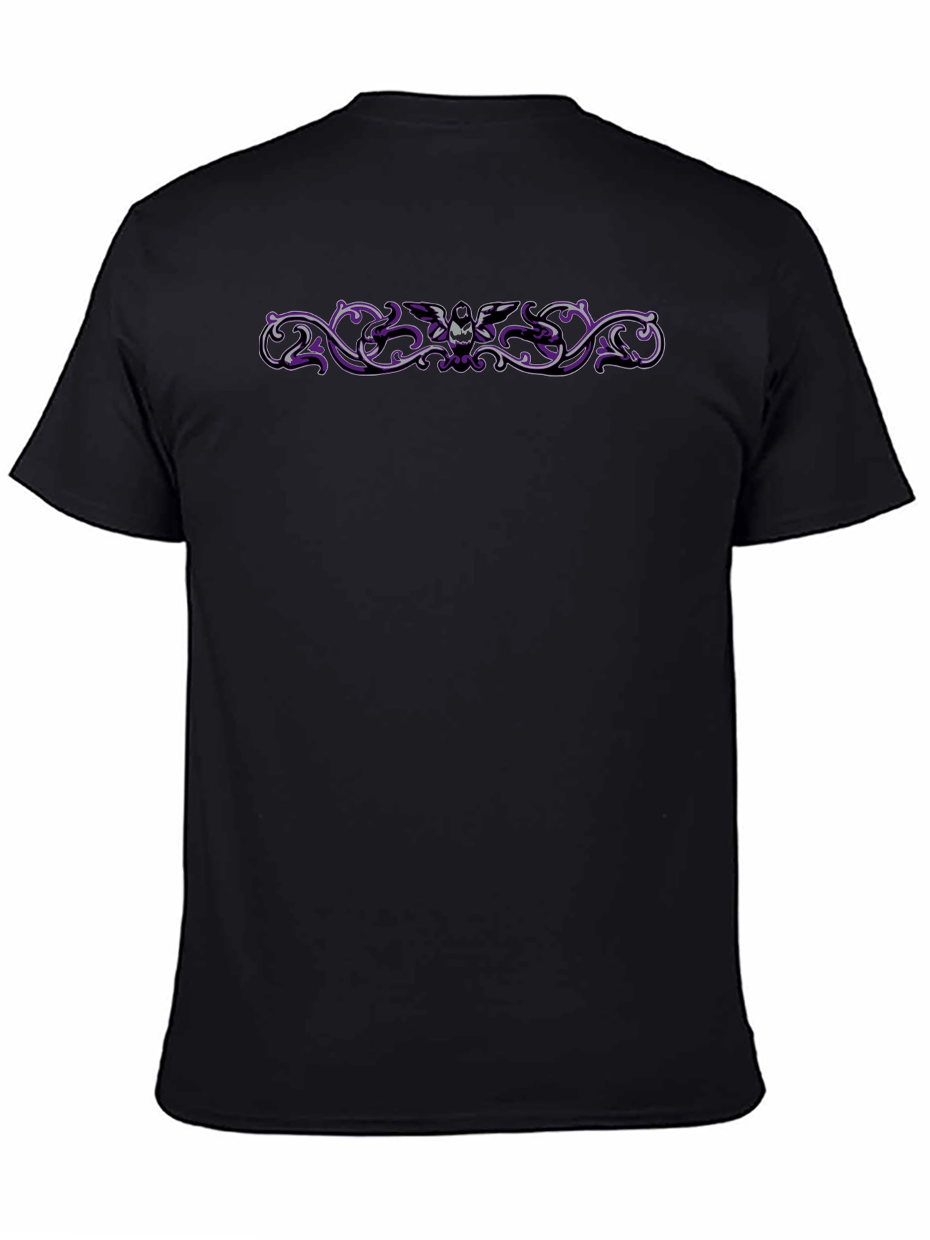 Gothic Bat Scrollwork T-Shirt - Black