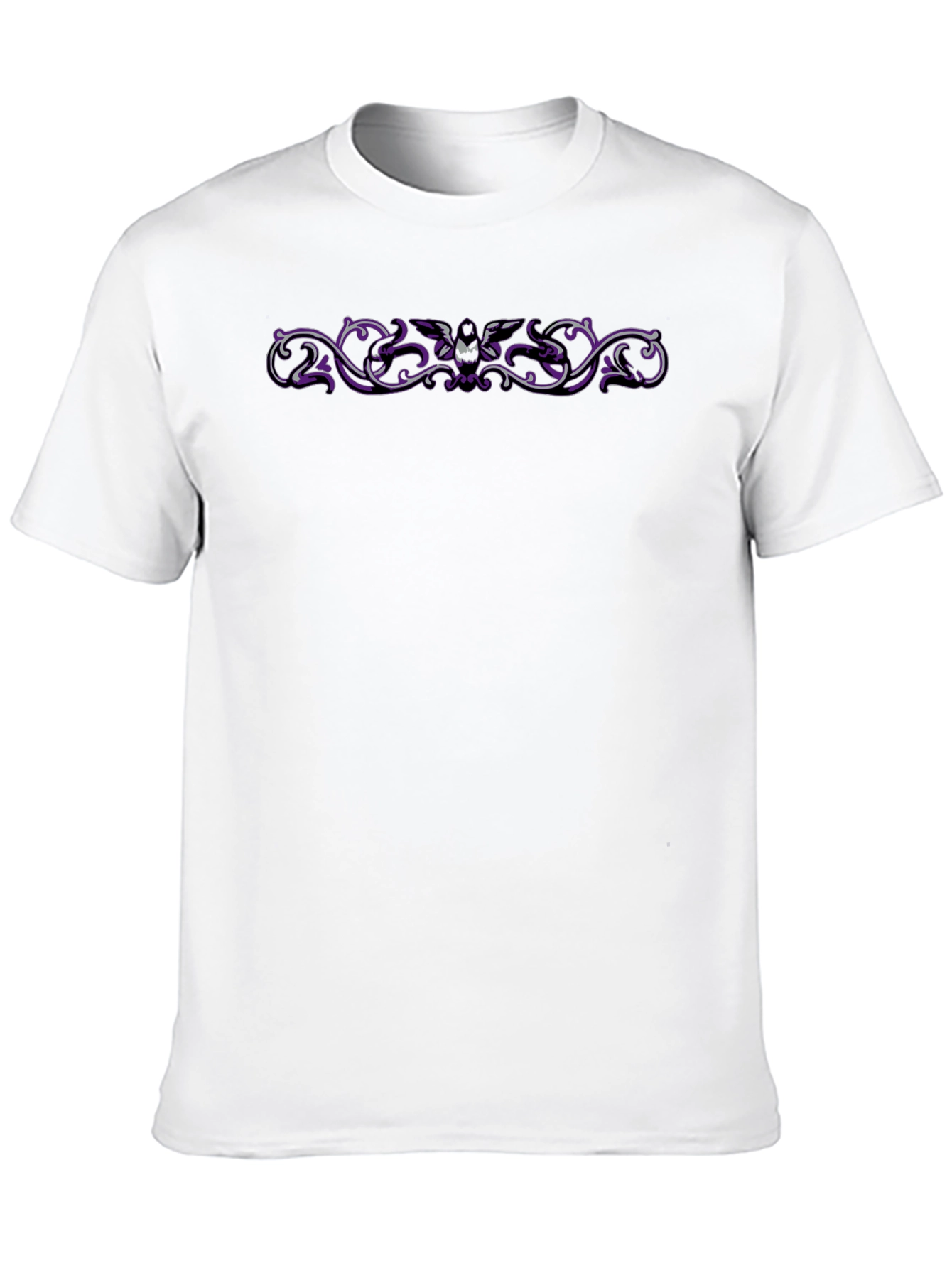 Gothic Bat Scrollwork T-Shirt - Black