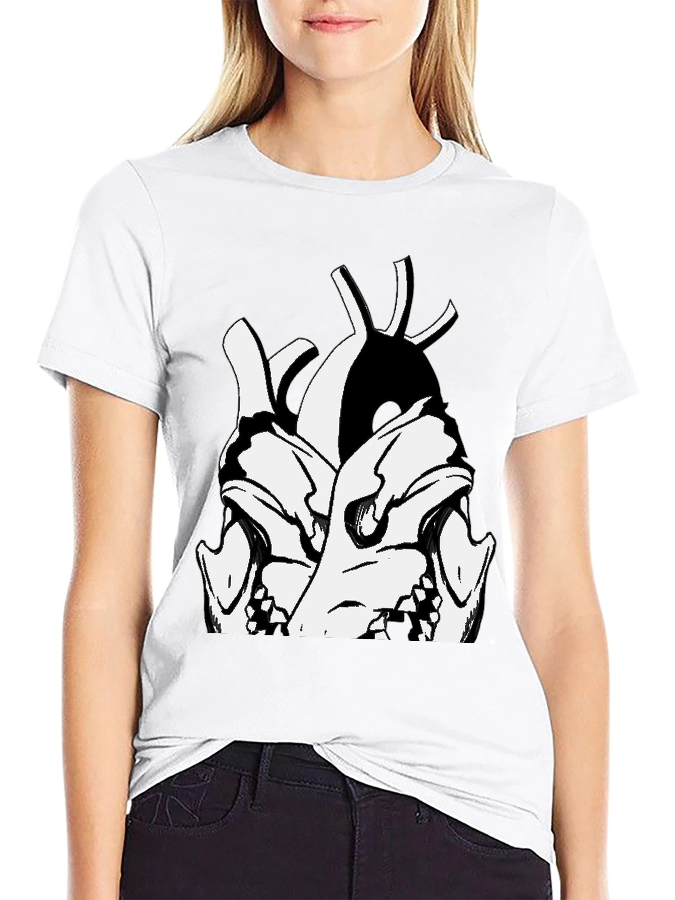 Skull Heart Graphic Black T-Shirt