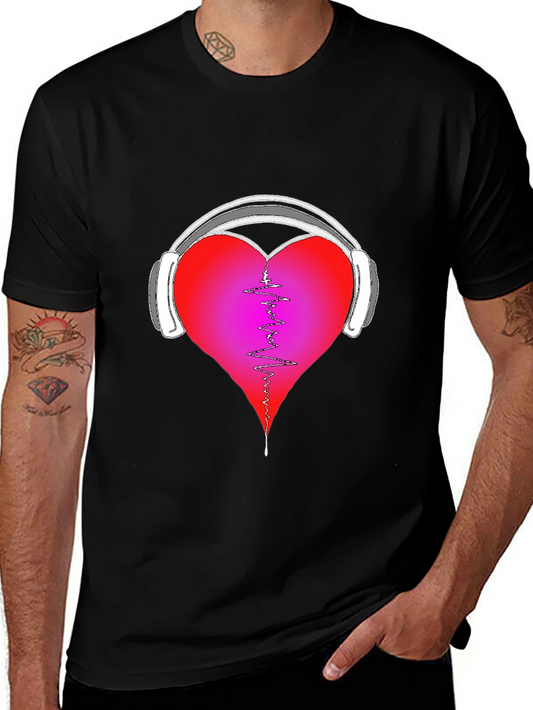 Heart Headphones Graphic Tee - Music Lover Shirt