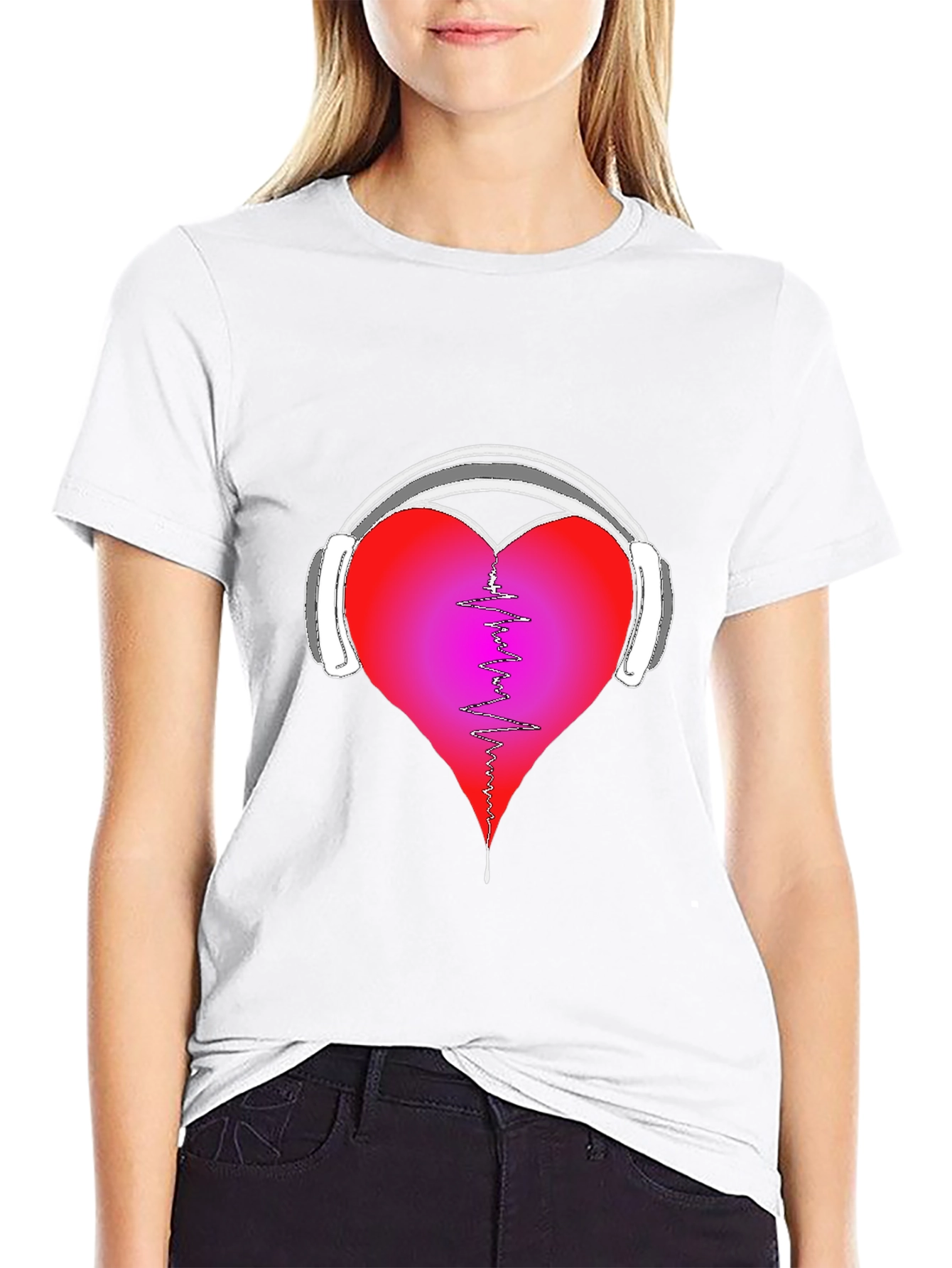 Heart Headphones Graphic Tee - Music Lover Shirt