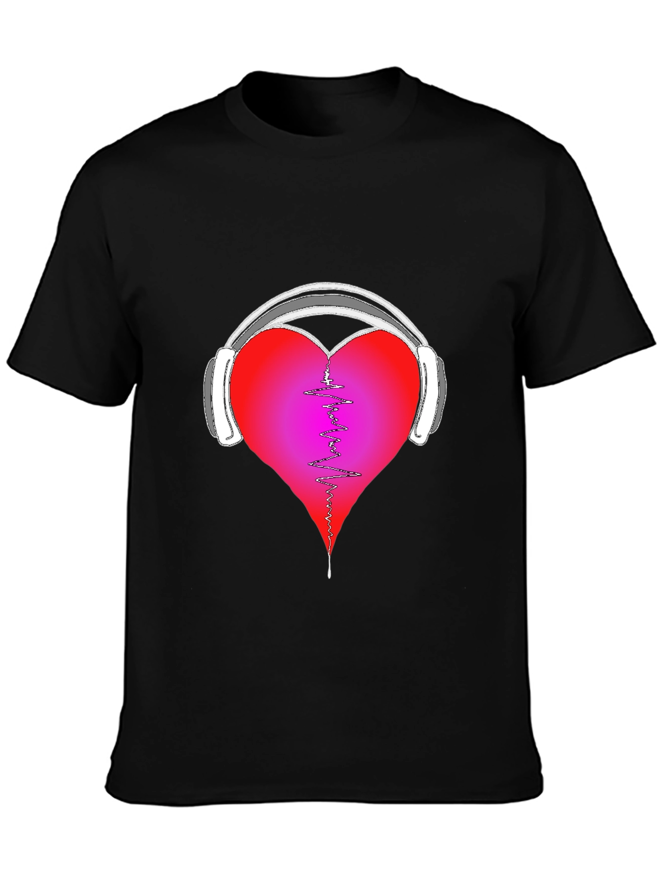 Heart Headphones Graphic Tee - Music Lover Shirt