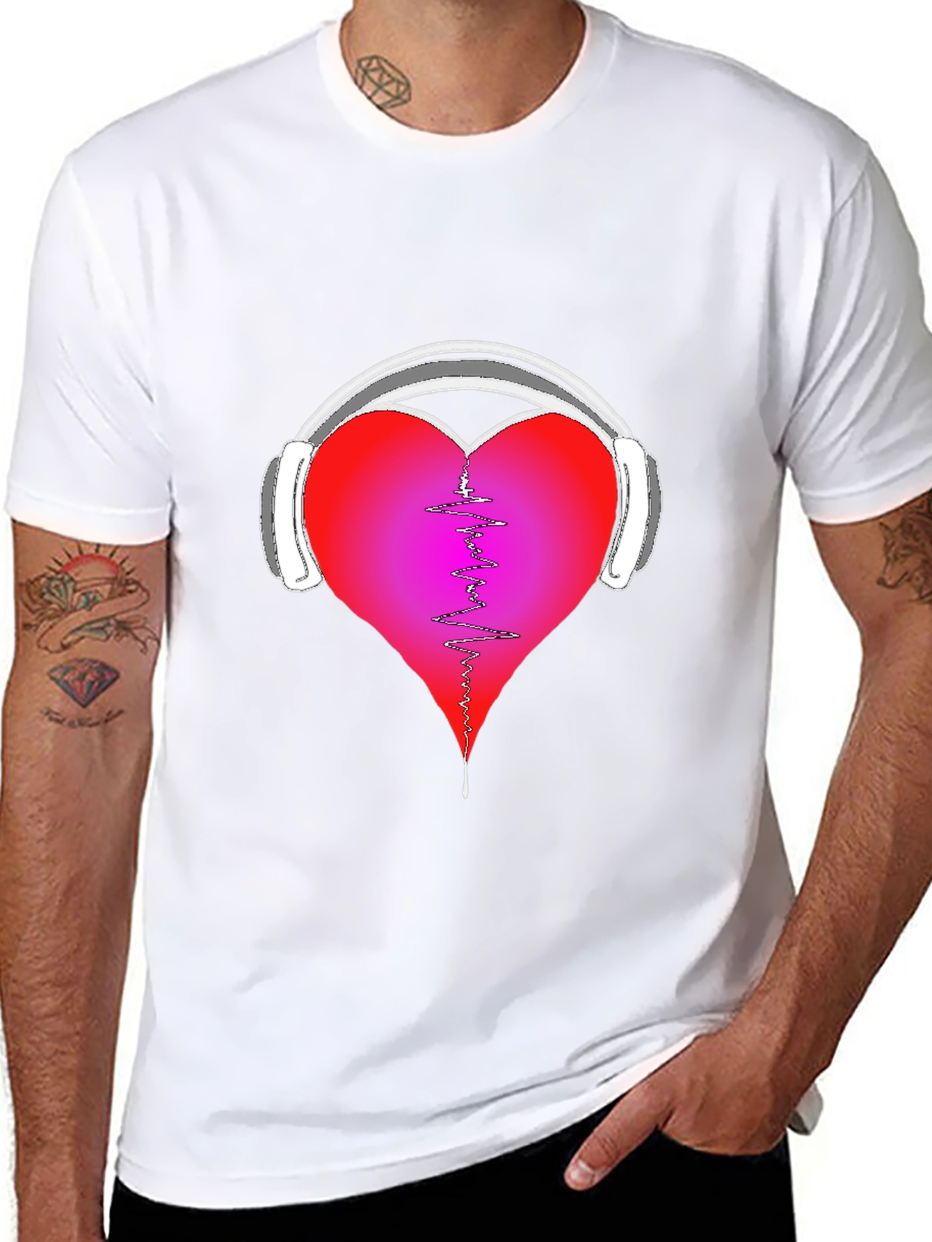 Heart Headphones Graphic Tee - Music Lover Shirt