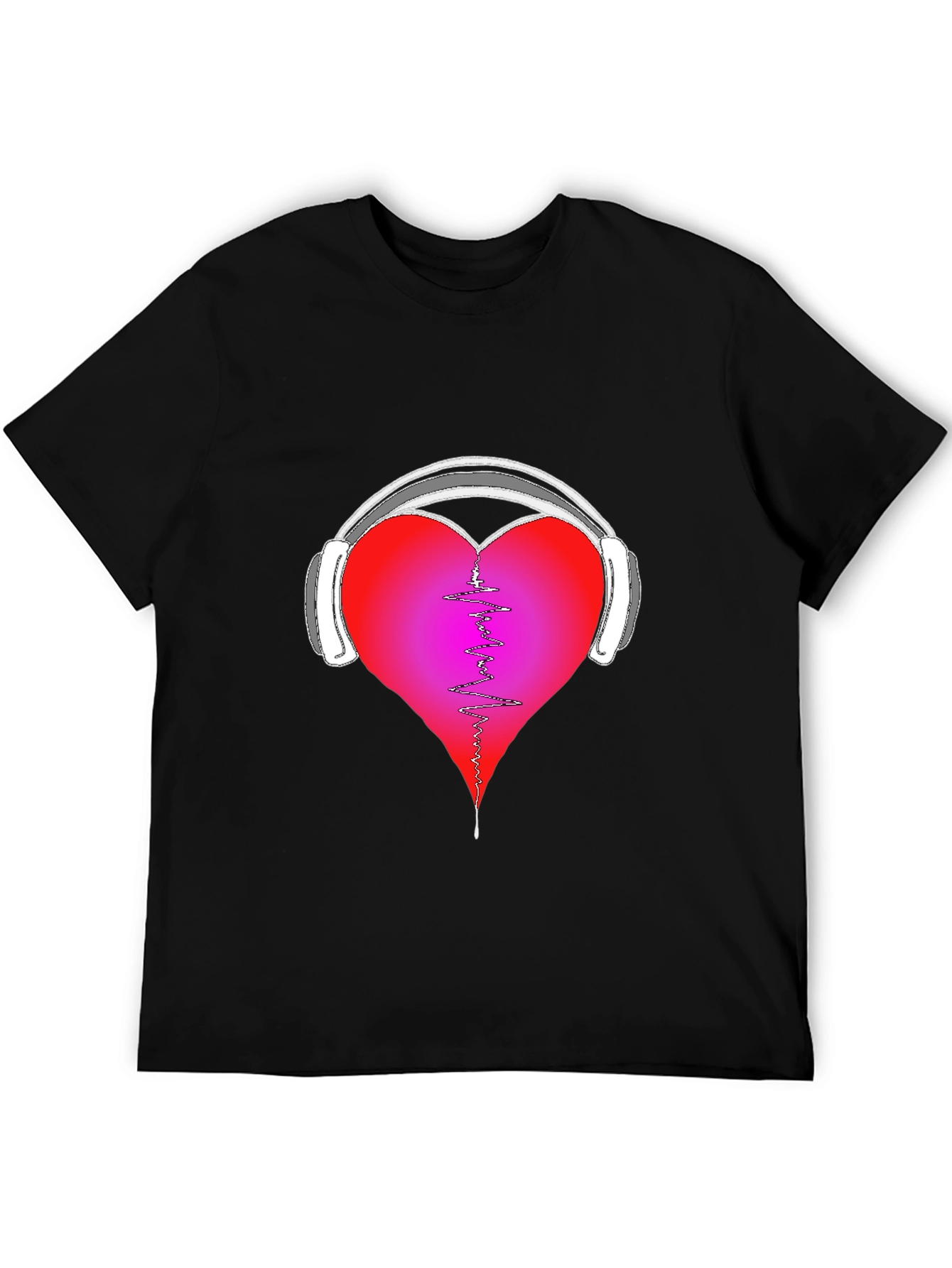 Heart Headphones Graphic Tee - Music Lover Shirt