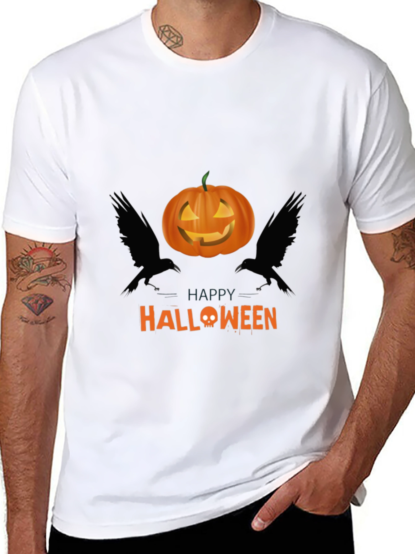 Halloween Pumpkin & Raven Graphic Tee