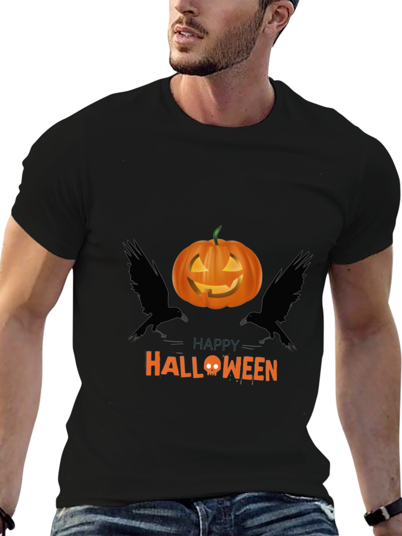 Halloween Pumpkin & Raven Graphic Tee