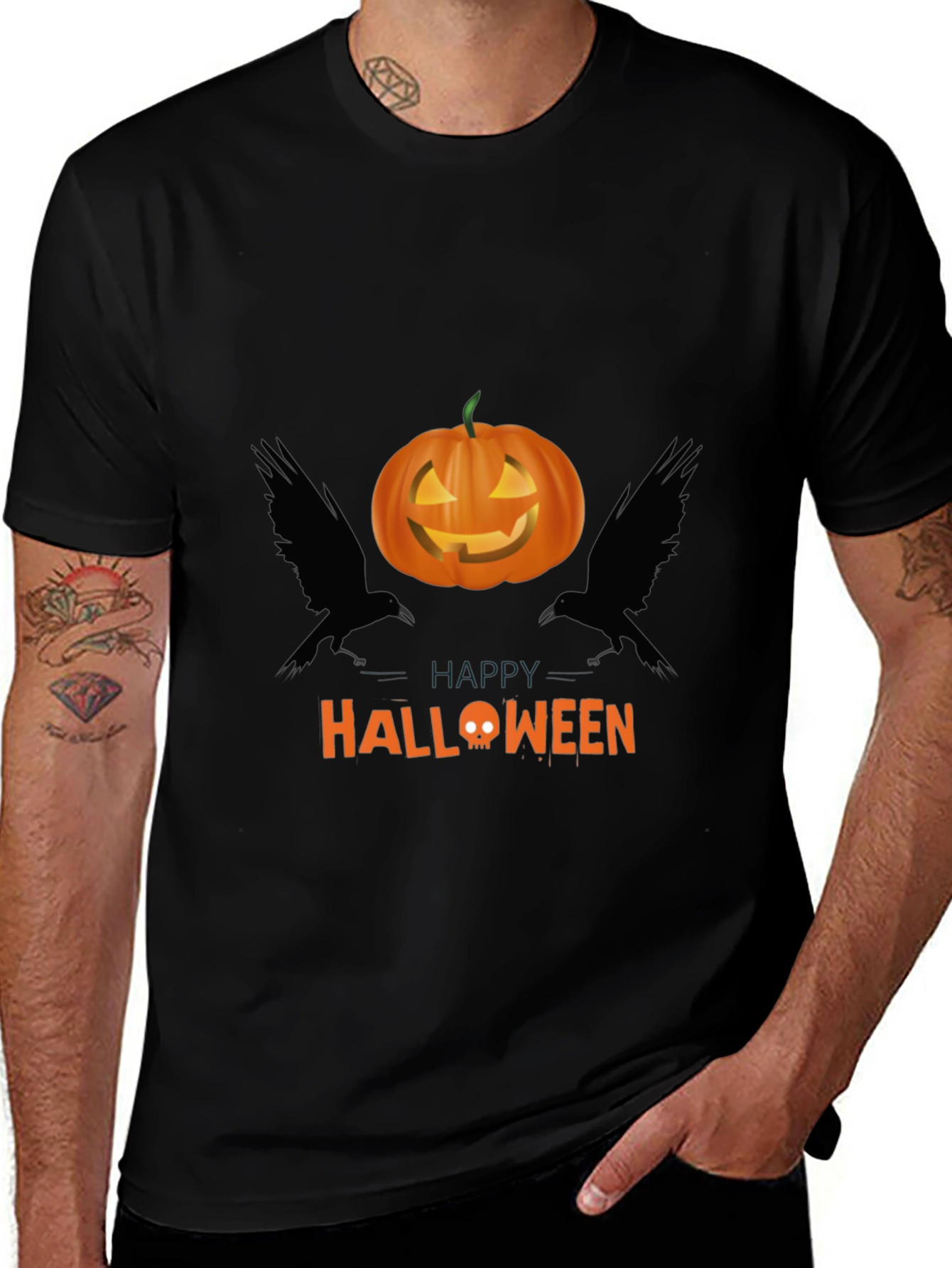 Halloween Pumpkin & Raven Graphic Tee