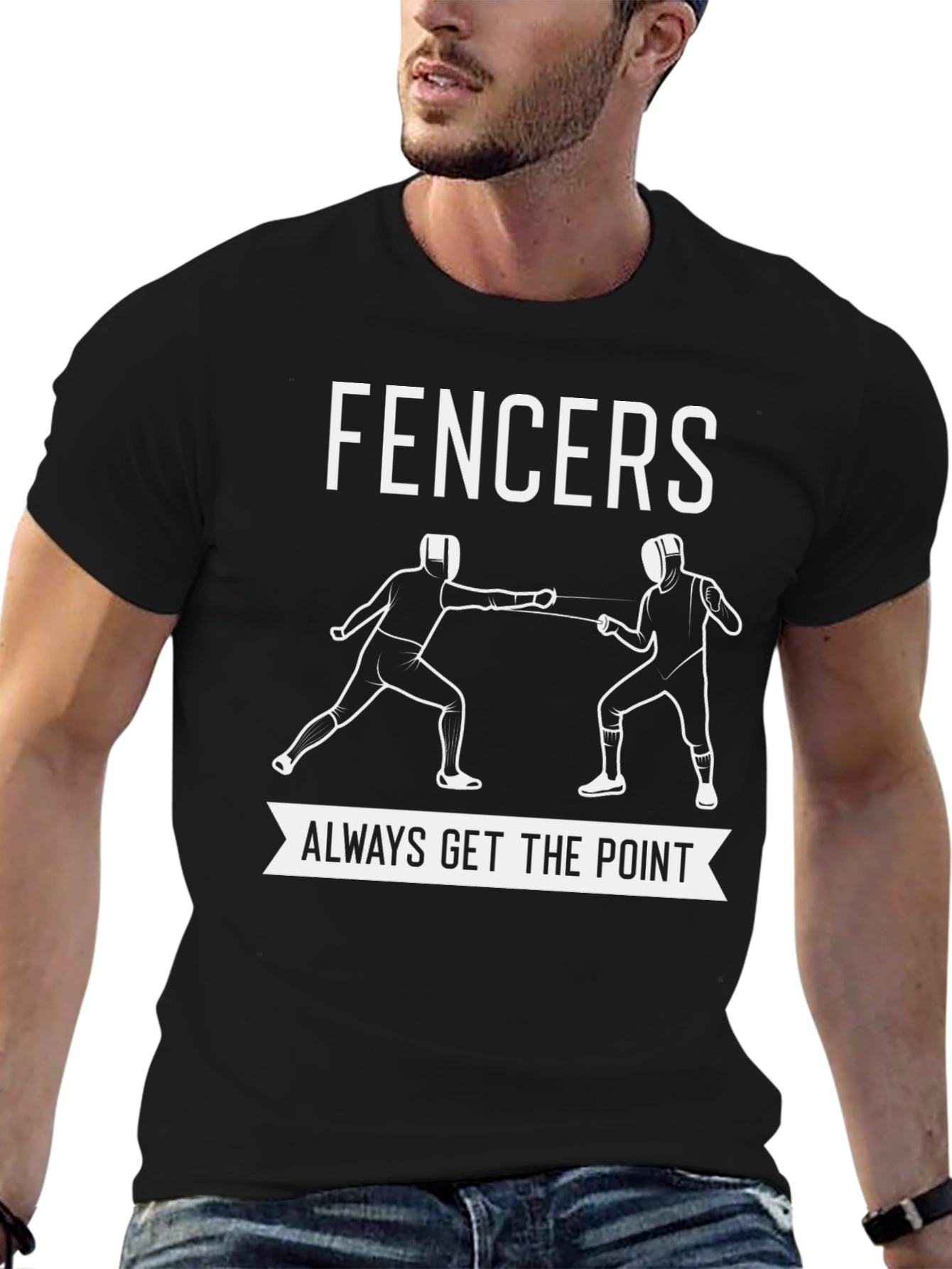 Fencers Always Get the Point Black Graphic Tee
