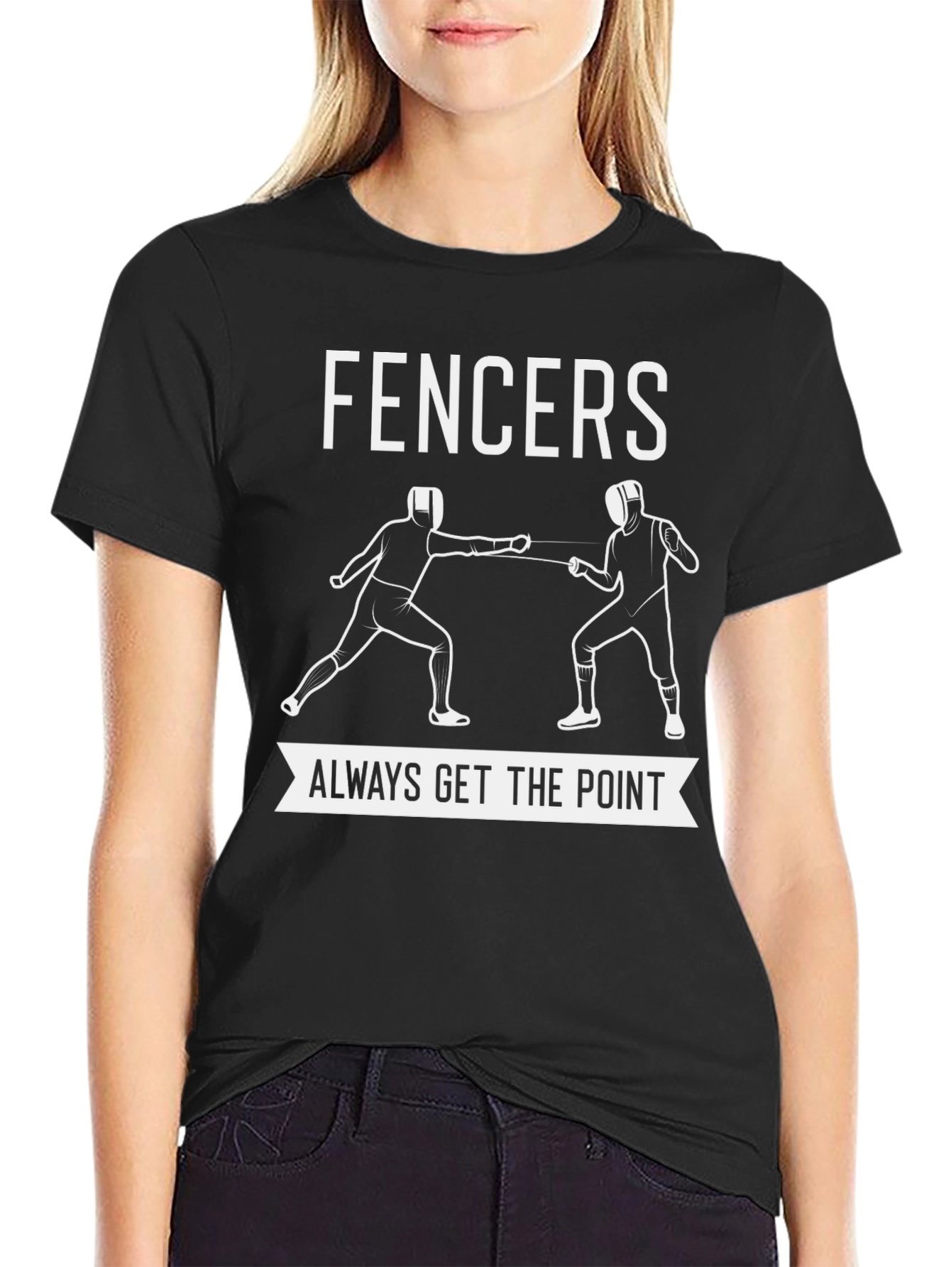 Fencers Always Get the Point Black Graphic Tee