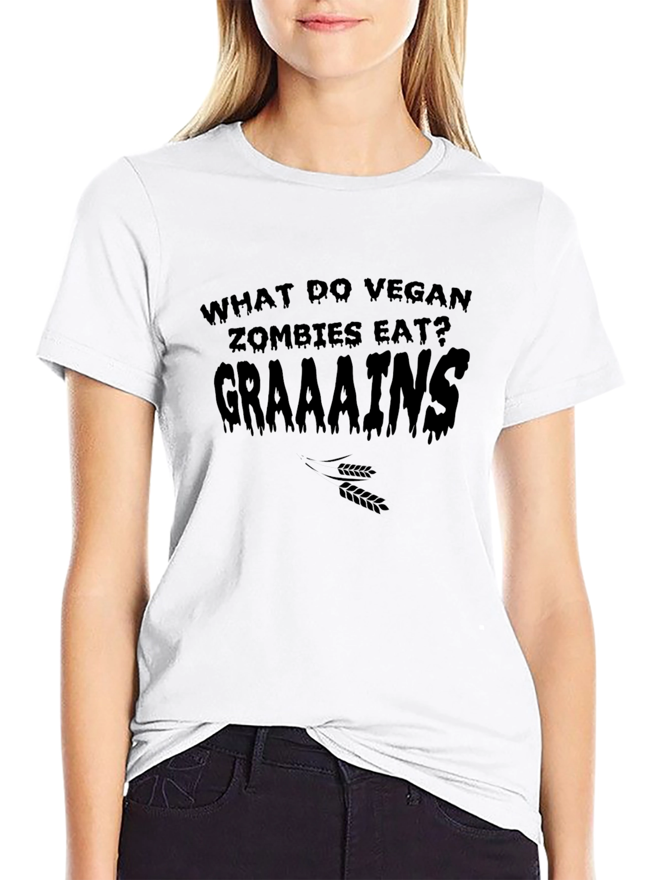 Vegan Zombie Graaaains T-Shirt - Funny Humor Tee