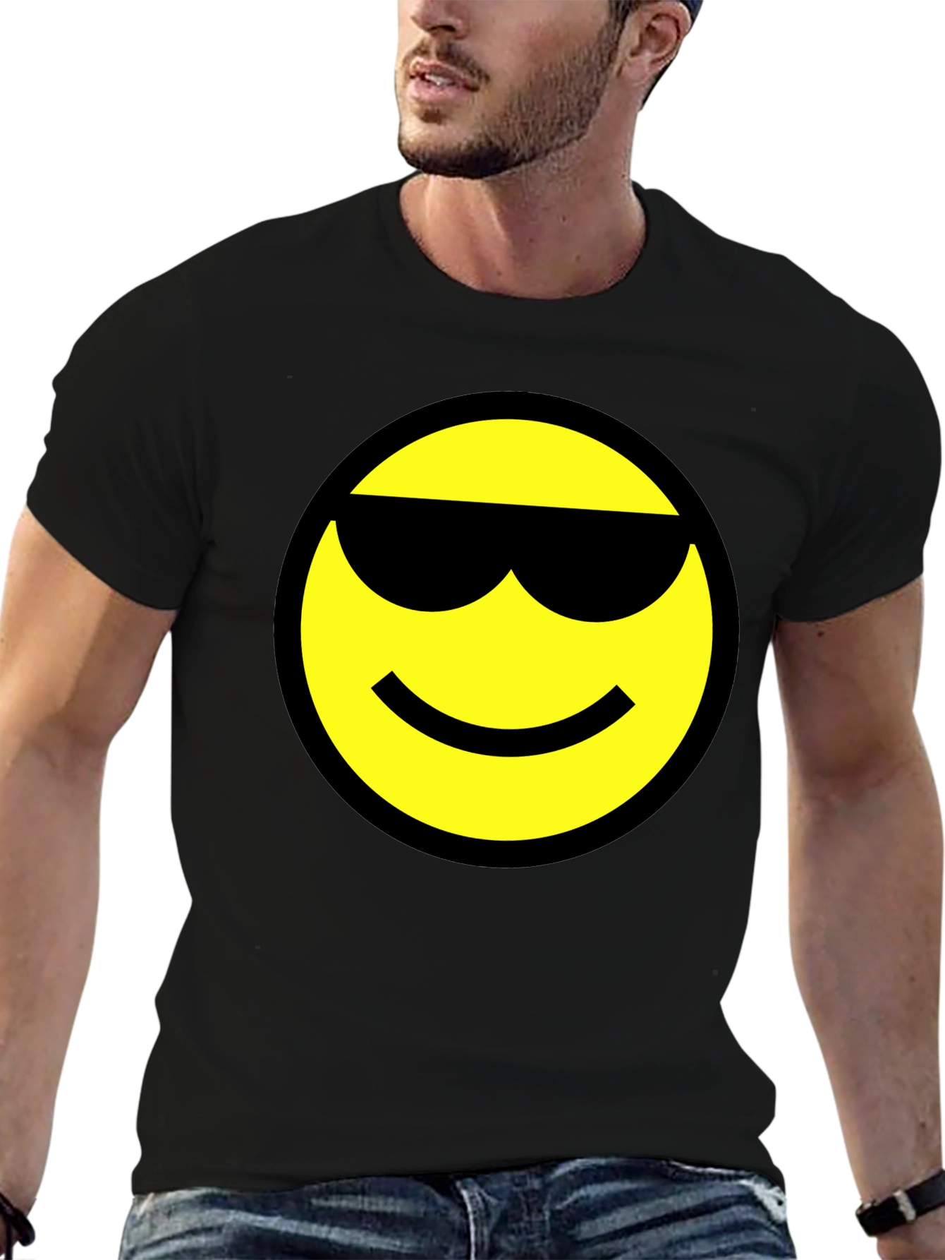 Cool Smiley Face Black T-Shirt