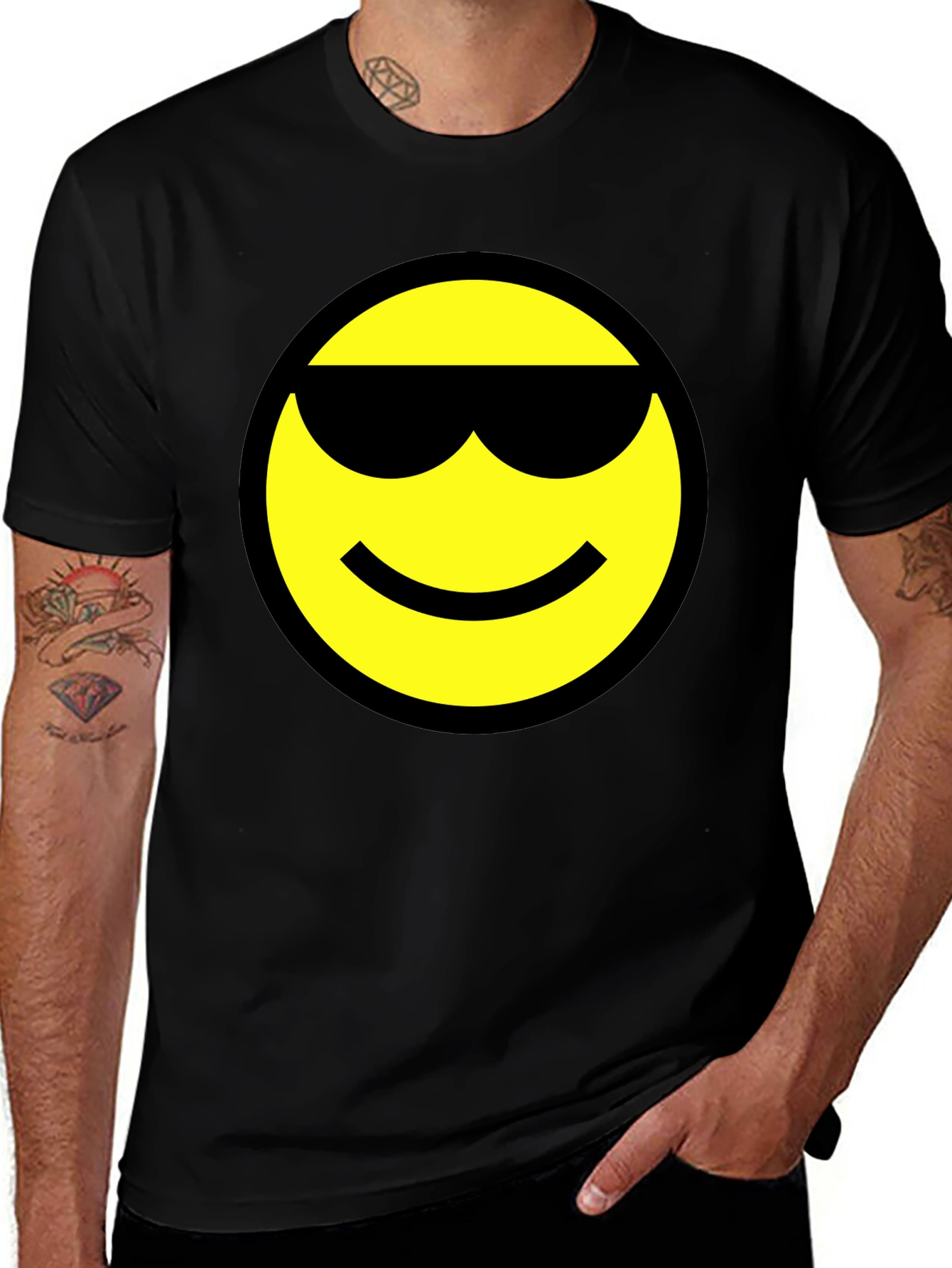 Cool Smiley Face Black T-Shirt