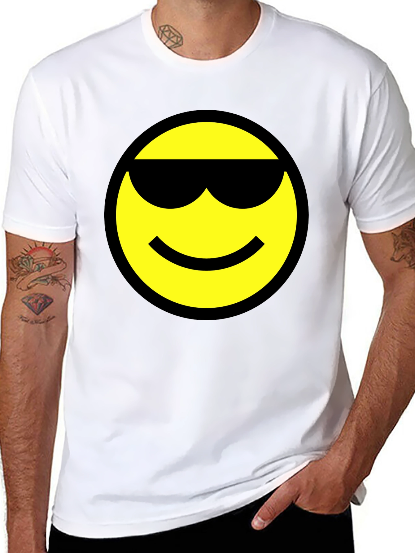 Cool Smiley Face Black T-Shirt