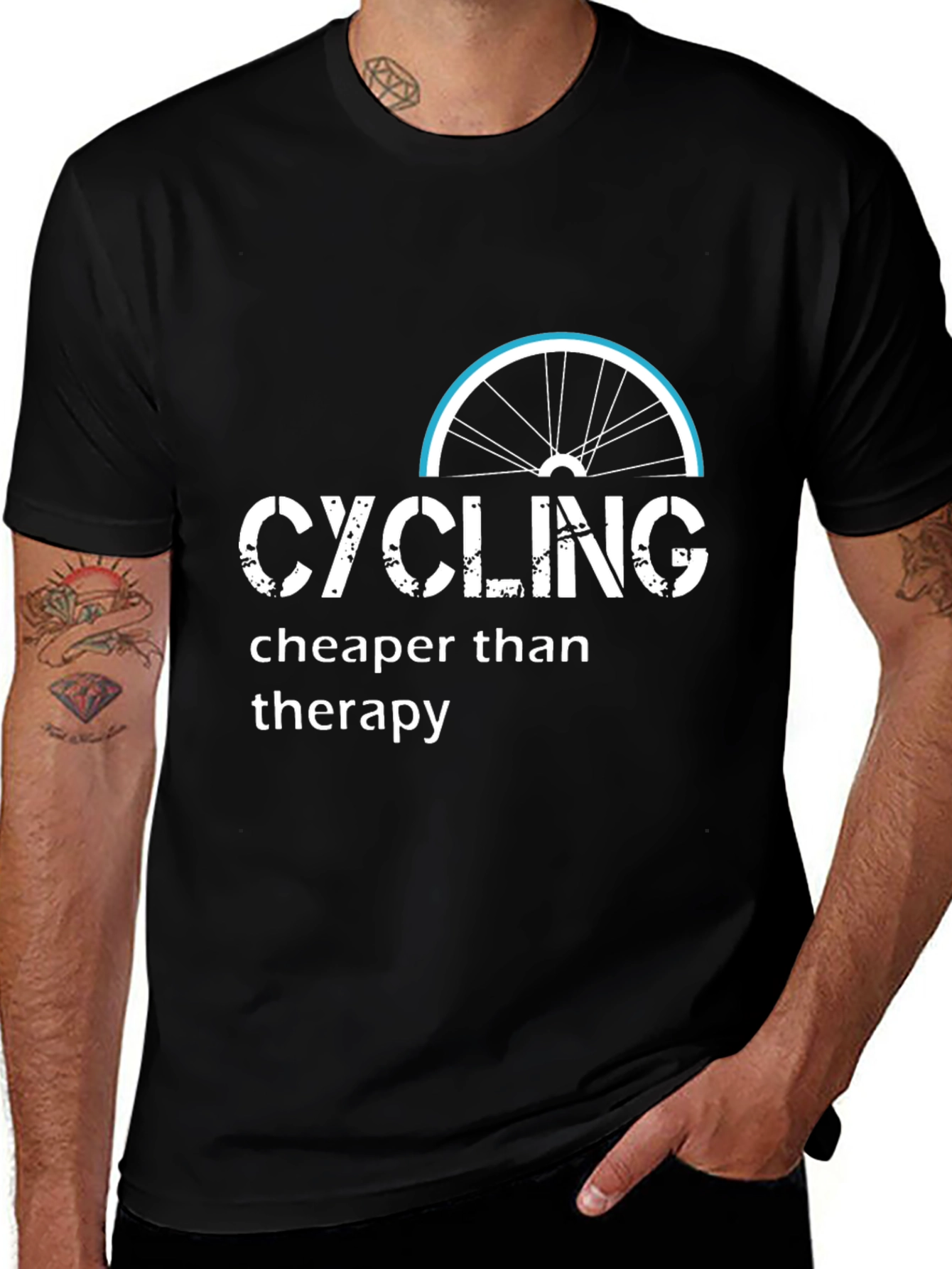 Cycling Cheaper Than Therapy Black T-Shirt
