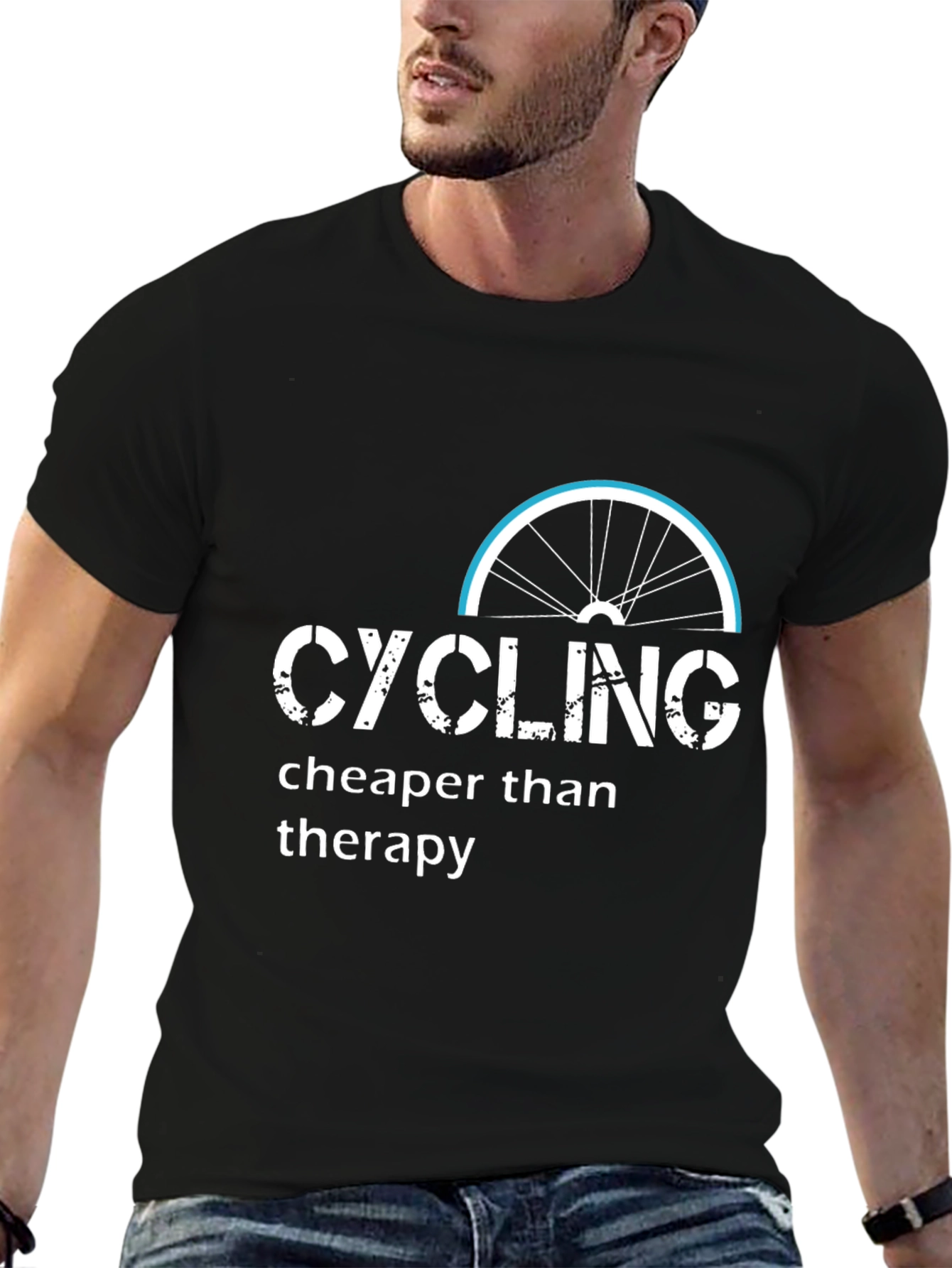 Cycling Cheaper Than Therapy Black T-Shirt
