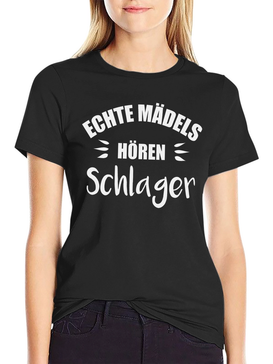 Echte Madels Horen Schlager T-Shirt - Black