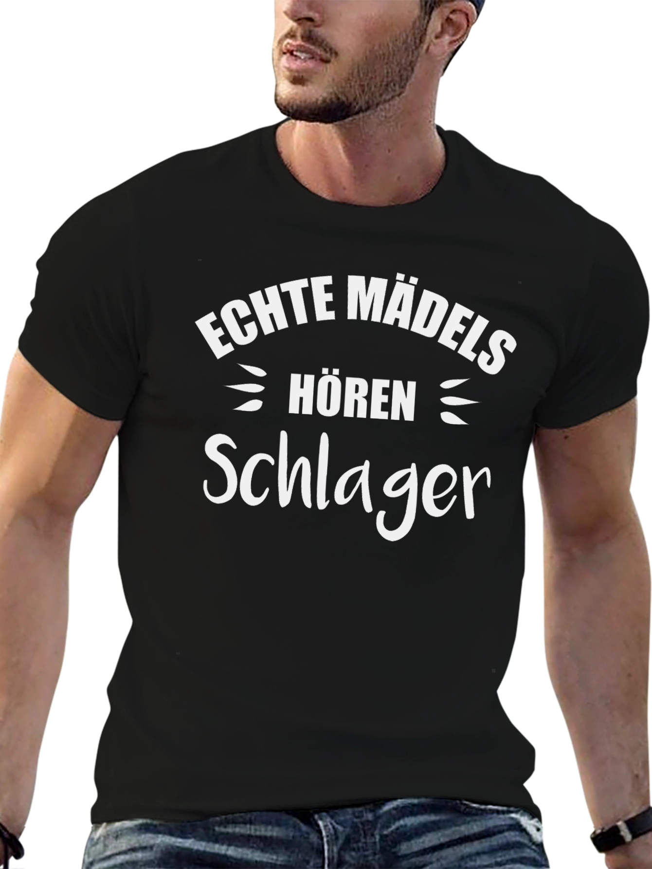 Echte Madels Horen Schlager T-Shirt - Black
