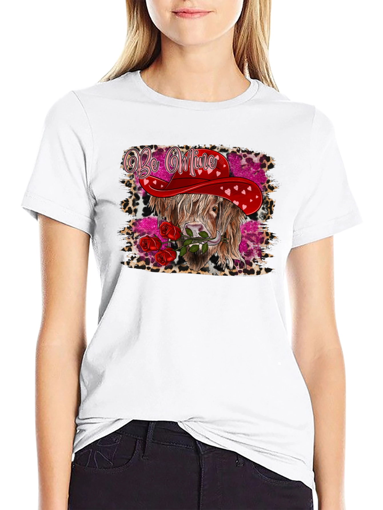 Be Mine Highland Cow Valentines Day T-Shirt