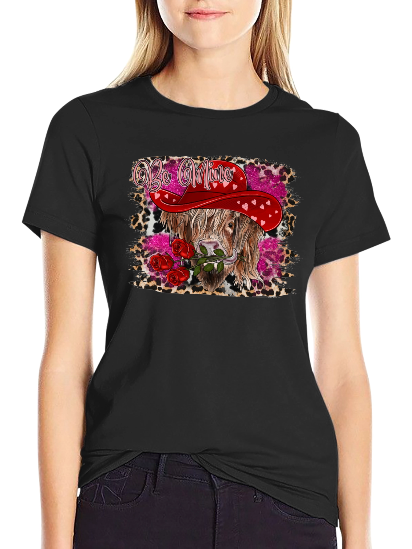 Be Mine Highland Cow Valentines Day T-Shirt