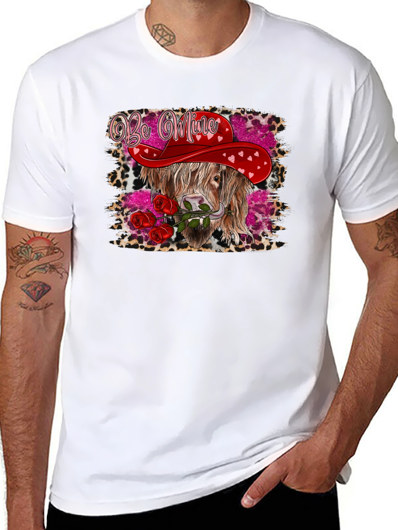 Be Mine Highland Cow Valentines Day T-Shirt