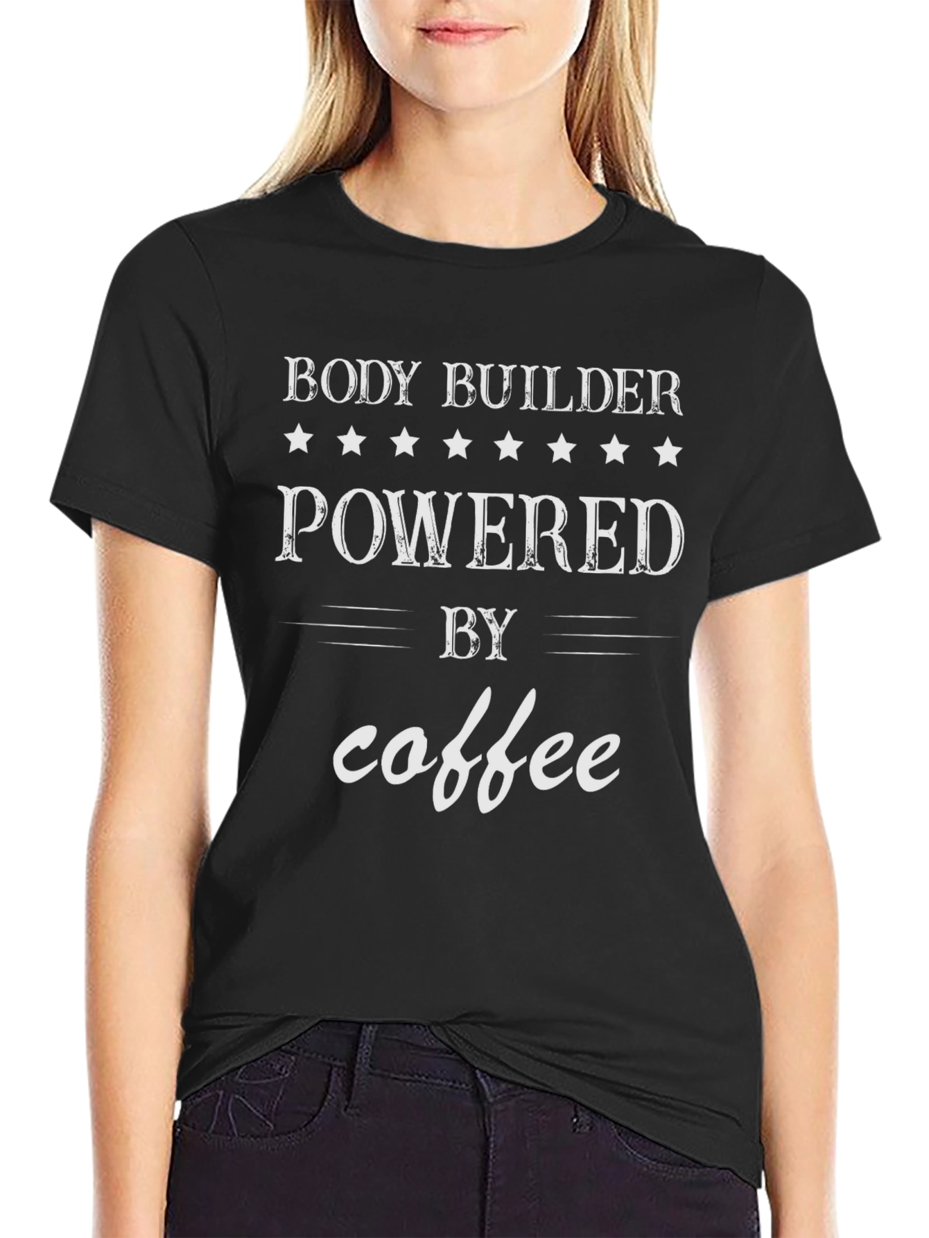 Bodybuilder Powered by Coffee Graphic T-Shirt