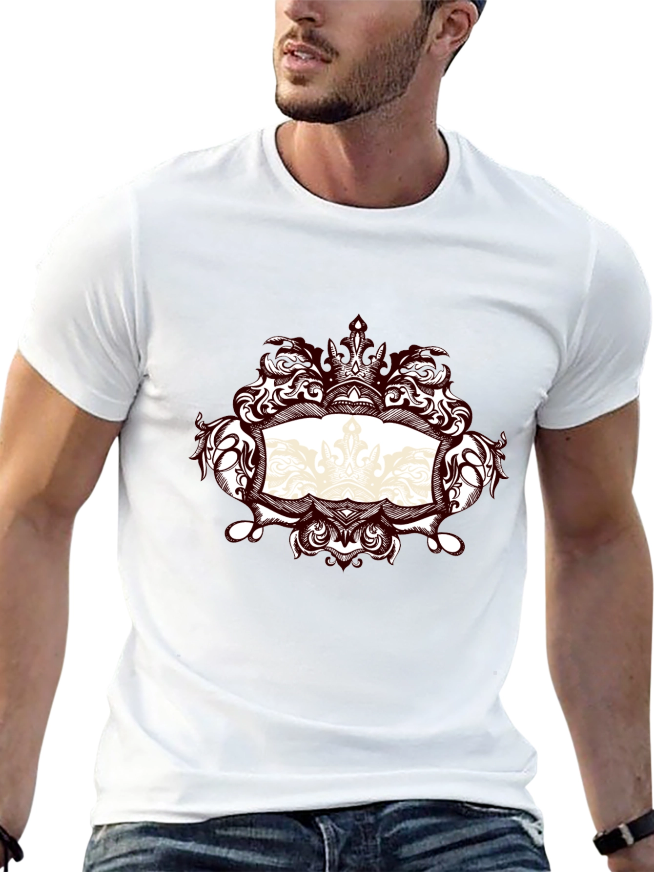 Ornate Crown Graphic Black T-Shirt