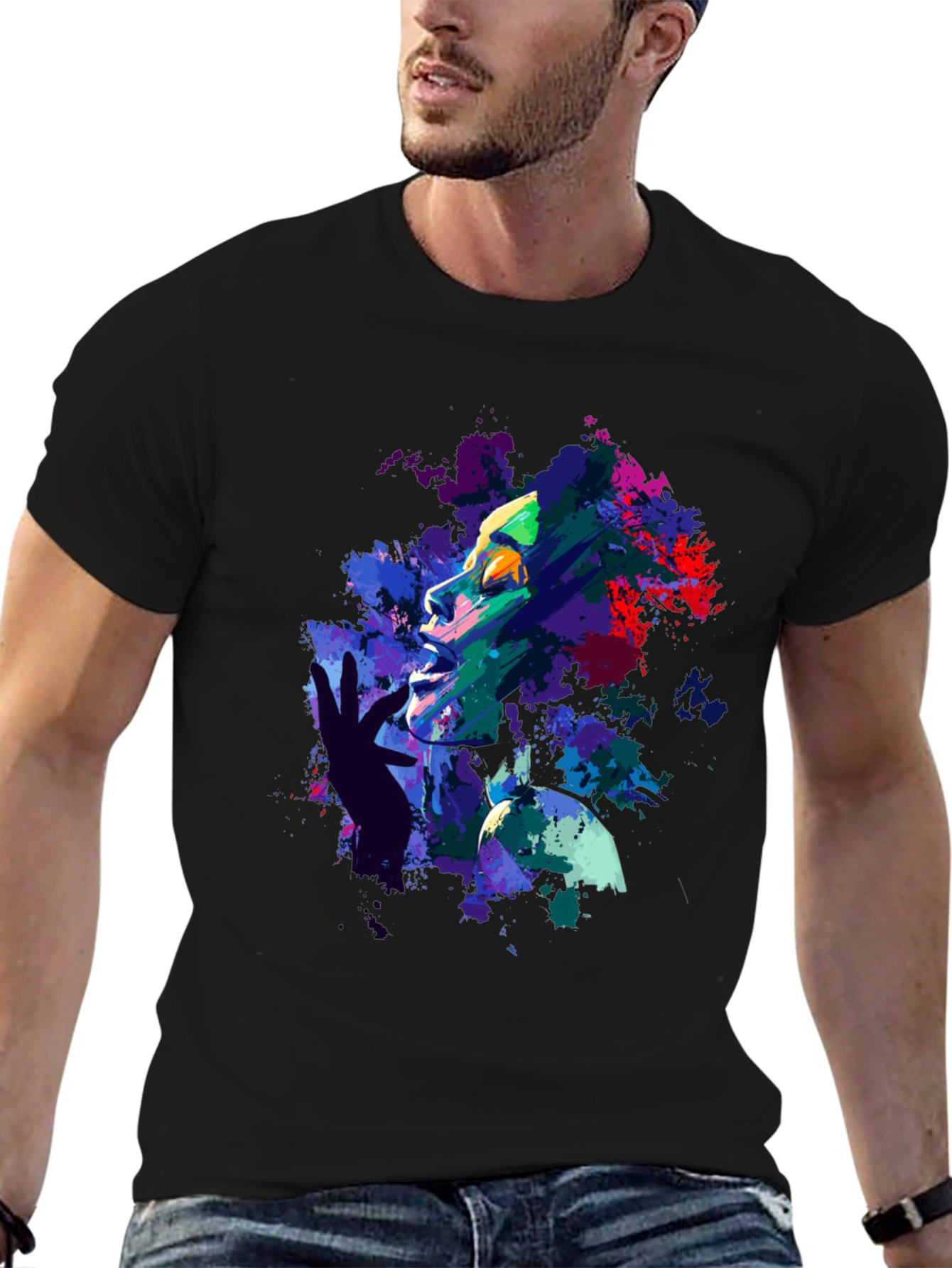 Abstract Art Print Black T-Shirt