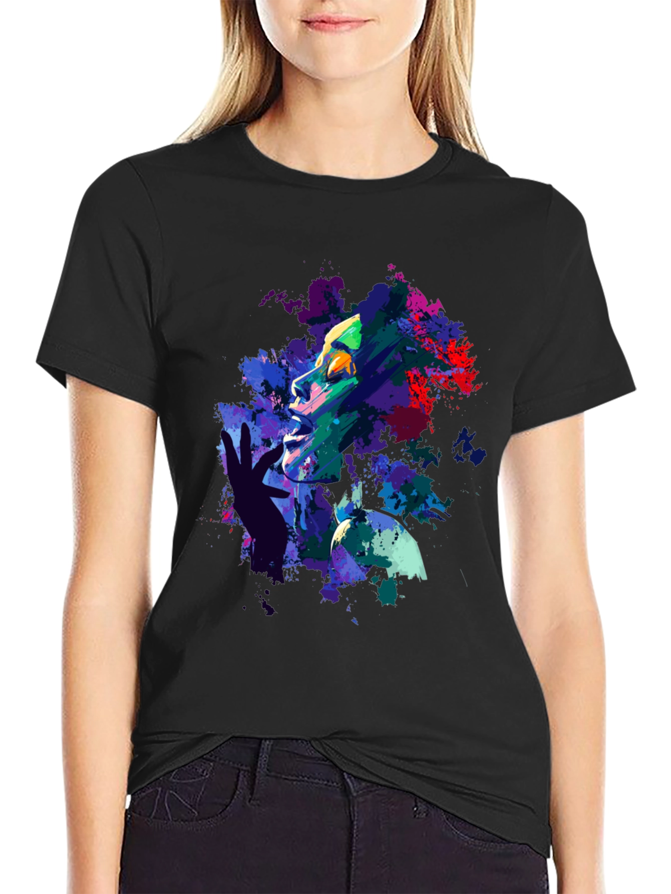Abstract Art Print Black T-Shirt