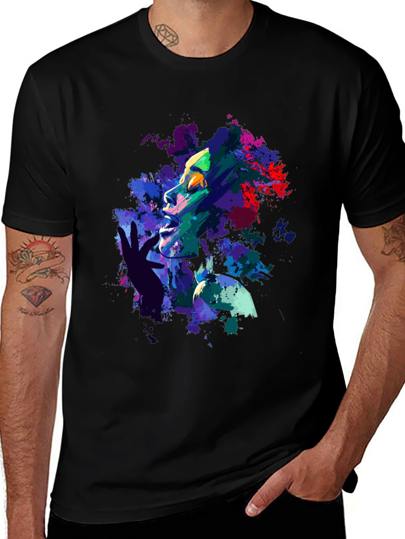Abstract Art Print Black T-Shirt