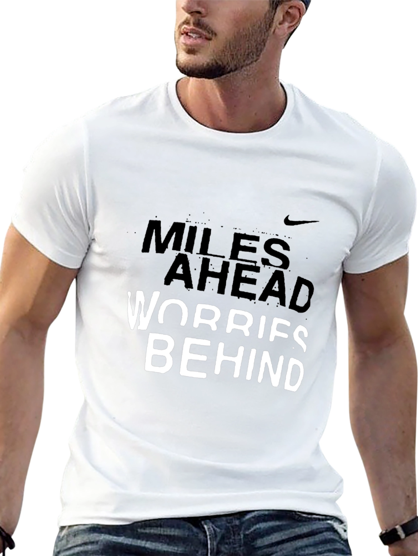 Miles Ahead Worries Behind Graphic Tee - Black