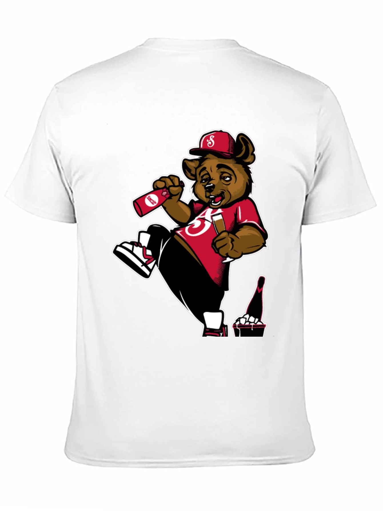 Bear Drinking Black T-Shirt