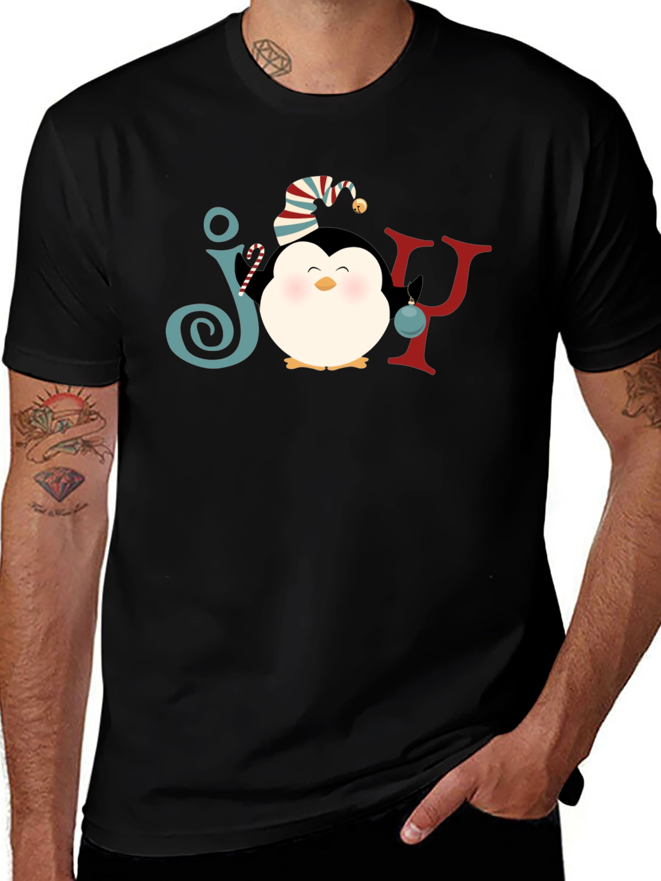 Joy Penguin Christmas Graphic Tee