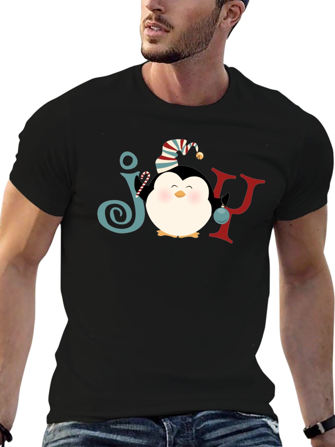 Joy Penguin Christmas Graphic Tee