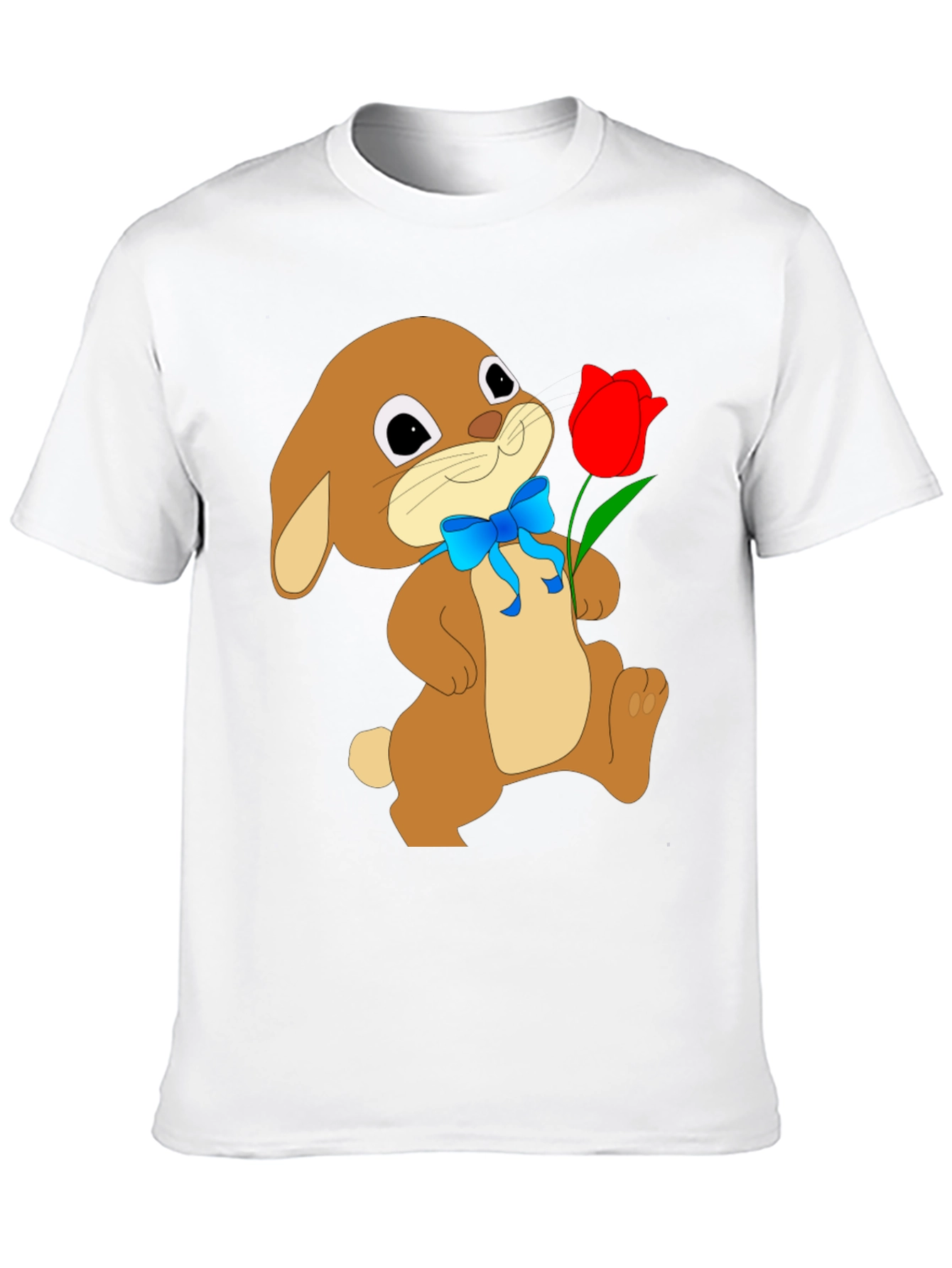 Bunny & Tulip Graphic Tee - Soft Black Cotton